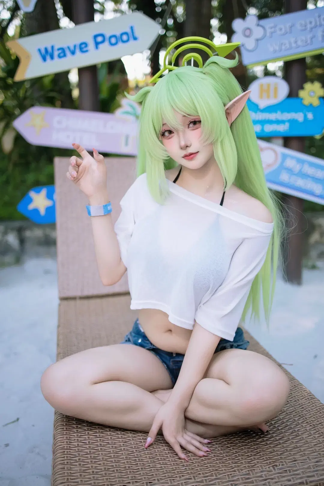 Blue Archive, Swimsuit cosplay, Summer Film, Tachibana Hikari and Tachibana Nozomi cosplay, Water park