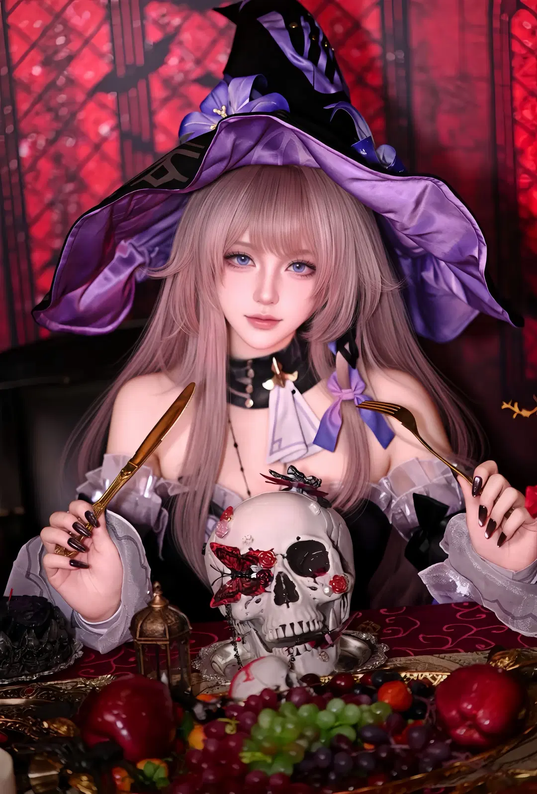 崩坏星穹铁道, 大黑塔cos, 游戏cosplay, 暗黑风摄影, 哥特女巫