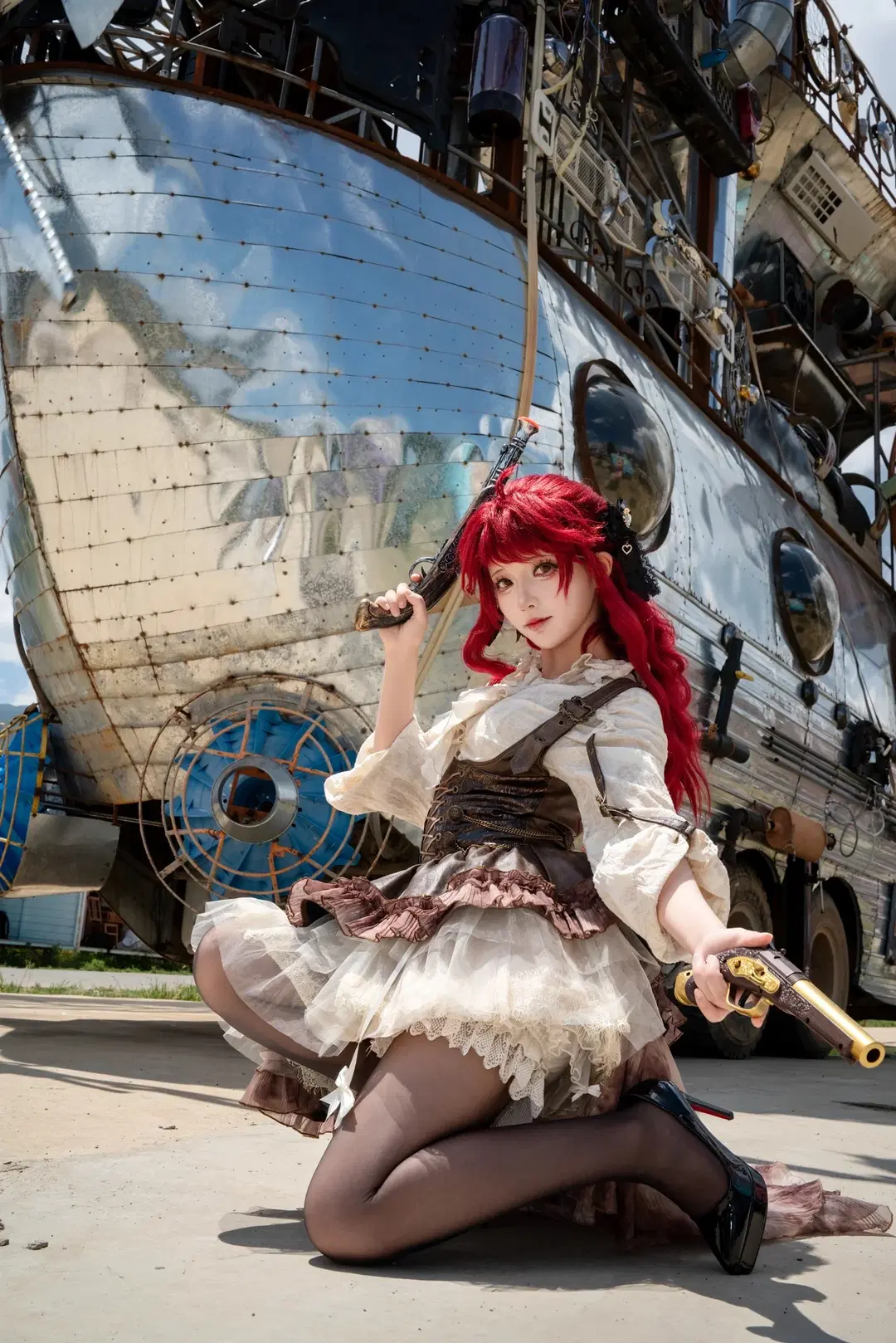 Lolita, 黑丝, 红发, 蒸汽朋克cos, 复古机械
