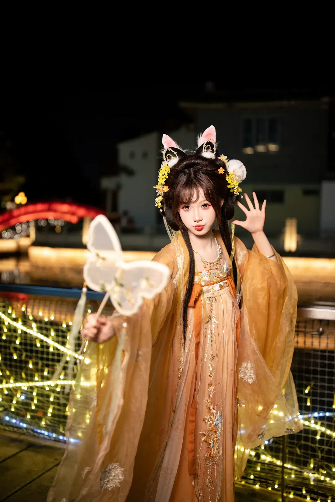 玉兔中秋妝造 橘色輕紗古風漢服夜景寫真 - Y3 - 第5張