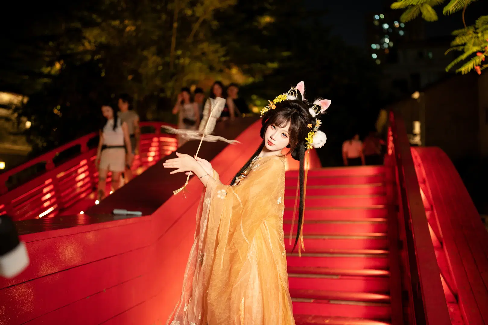 玉兔中秋妝造 橘色輕紗古風漢服夜景寫真 - Y3 - 第6張