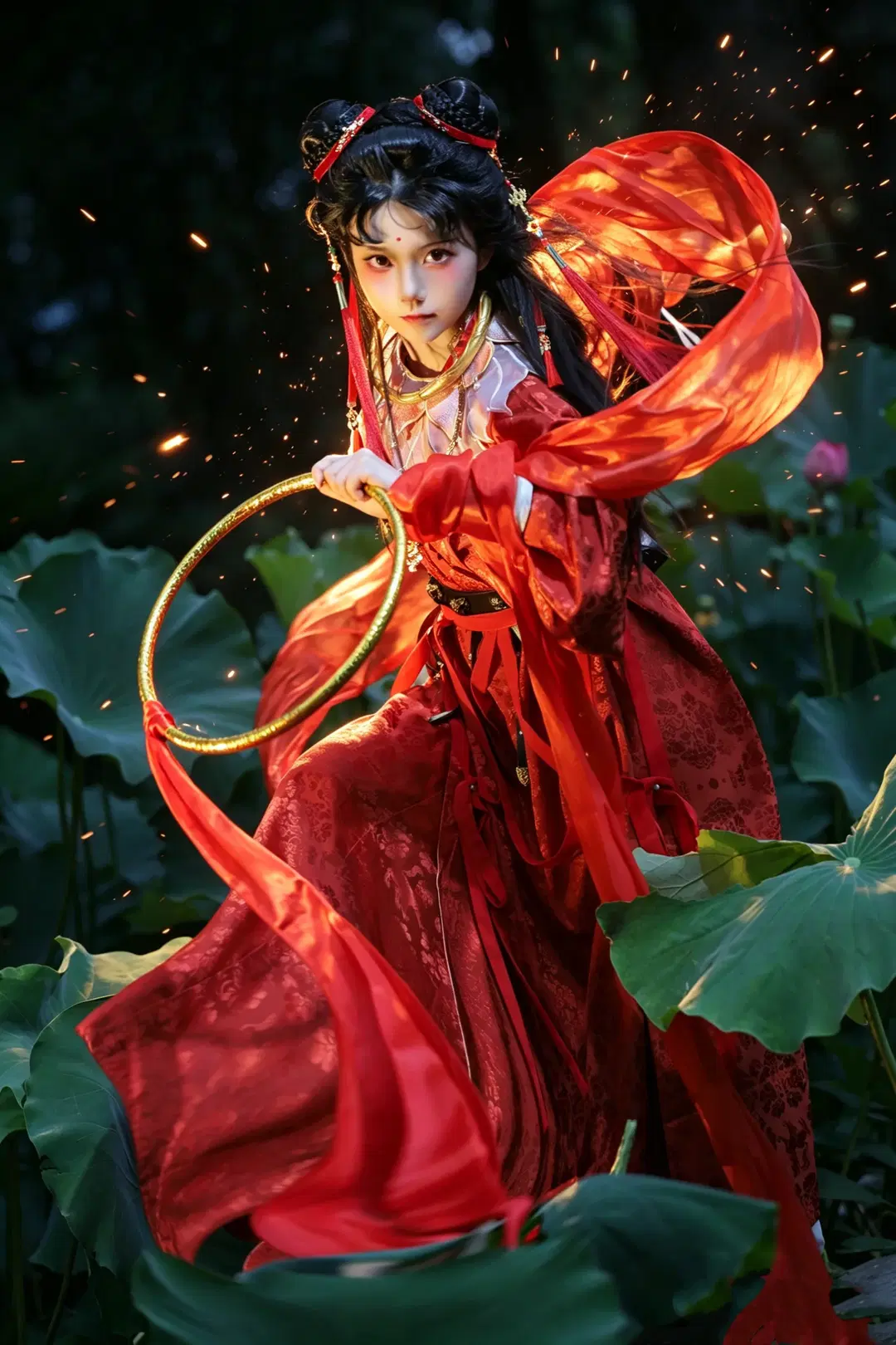 古风摄影, 国风幻想, 哪吒cos, 荷花池, 汉服妆造