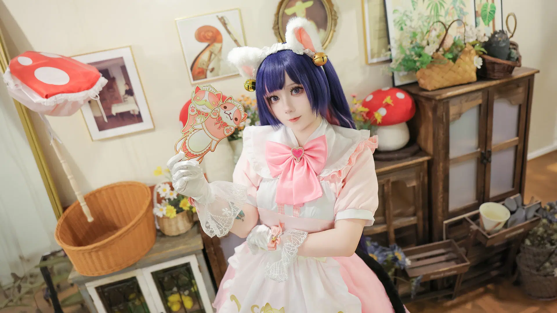【キリコ コスプレ】『オーバーウォッチ』甘カワ猫カフェ：白耳＆黒尻尾のにゃんこ降臨 - 森森Rikka - 3枚目