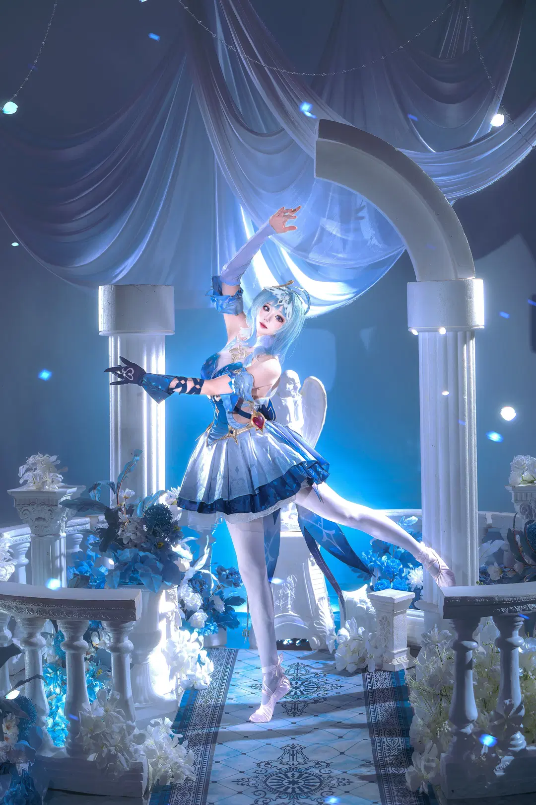 Genshin Impact, White stockings, Genshin Impact fan work, Odette cosplay, Ballet girl