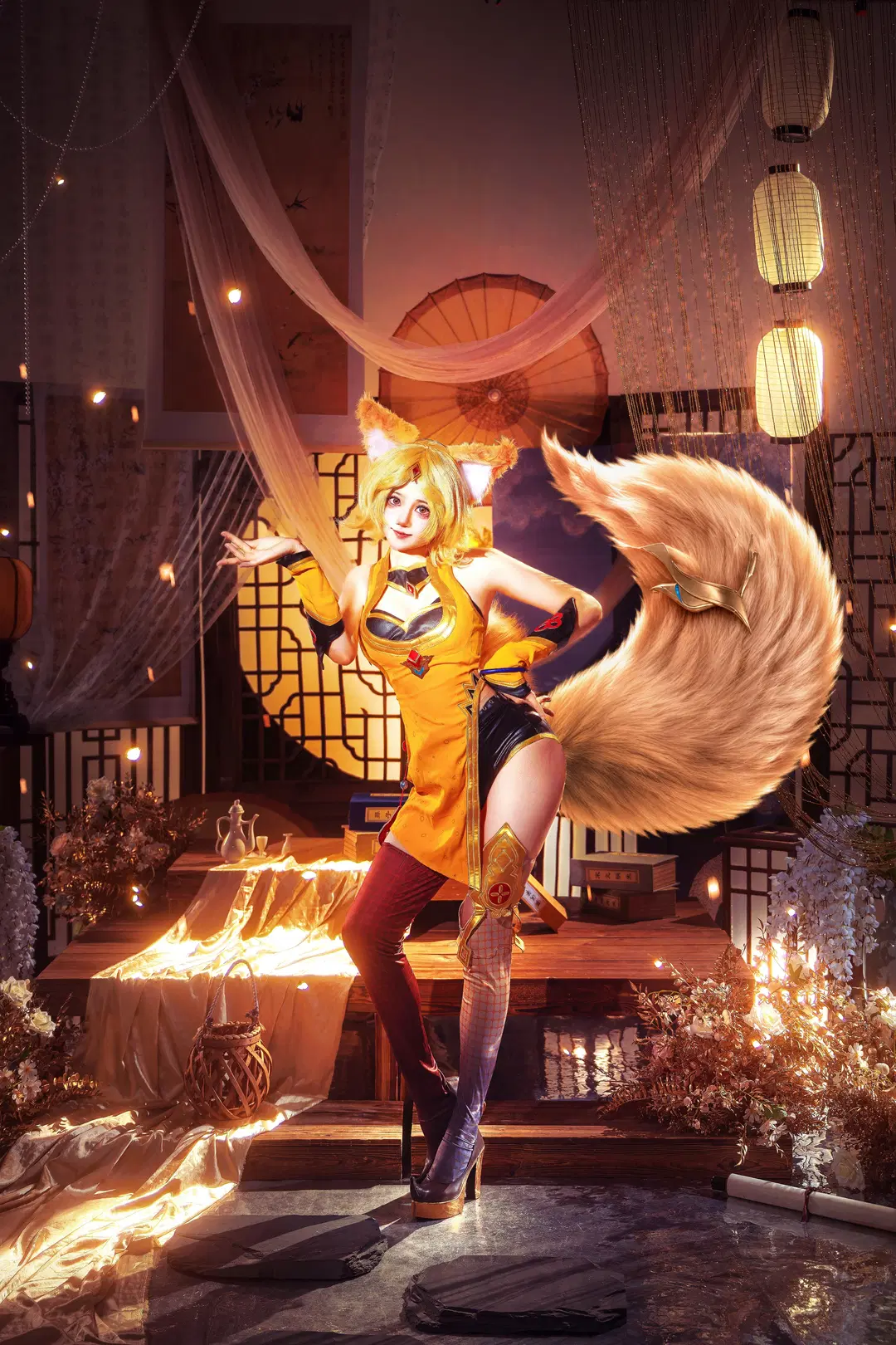 Honor of Kings, Daji cosplay, Fox girl, Stockings, Big tail