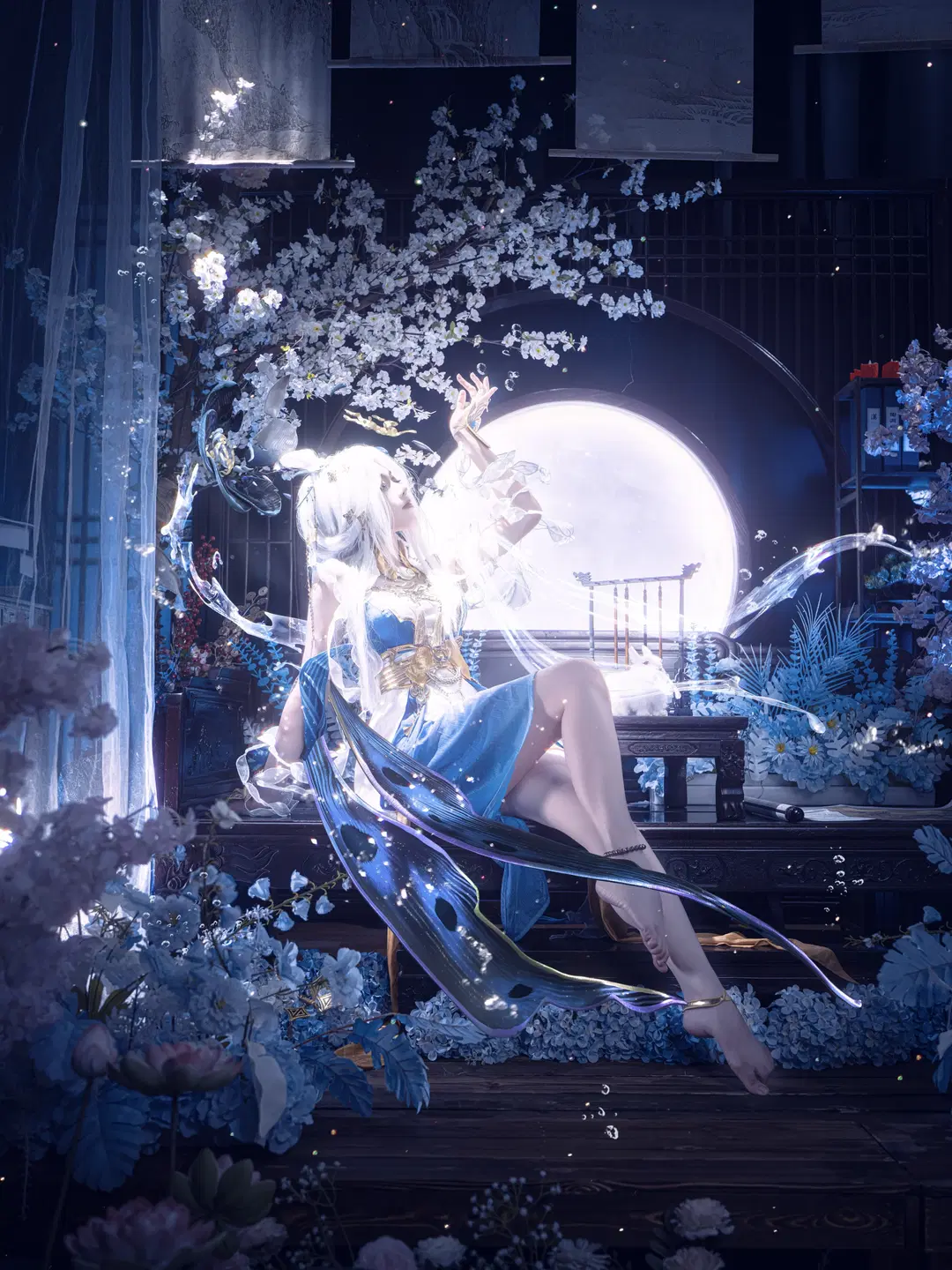 王者荣耀, 古风cosplay, 嫦娥cos, 落星盏, 中秋cos