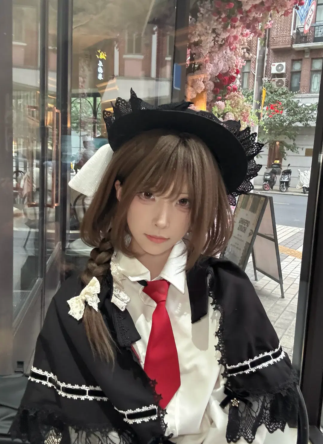cosplay, 东方Project, 宇佐见莲子cos, 蕾丝披肩, 棕色麻花辫