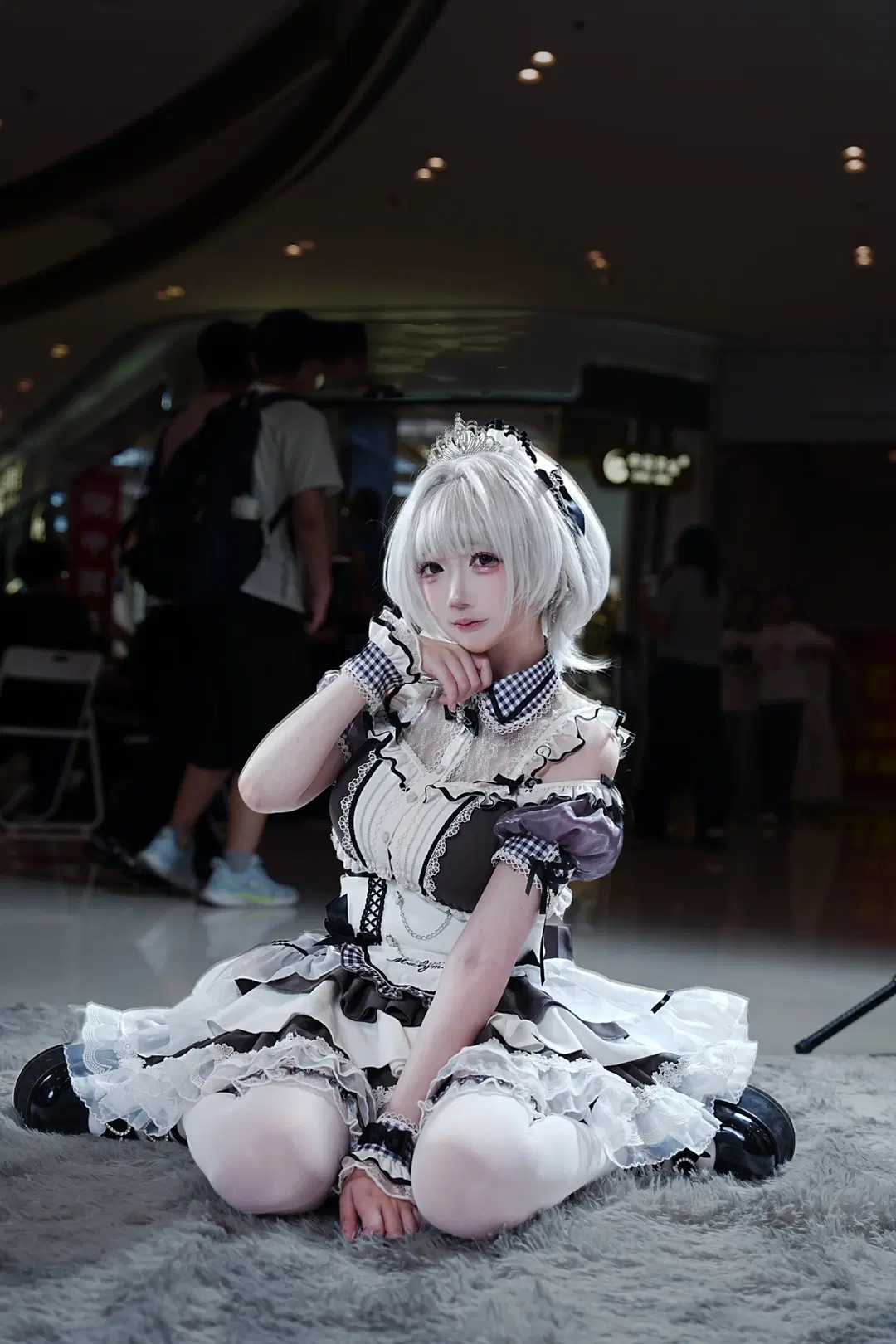 コスプレ, ロリータ, イベント写真, 銀髪少女, 白ストッキング