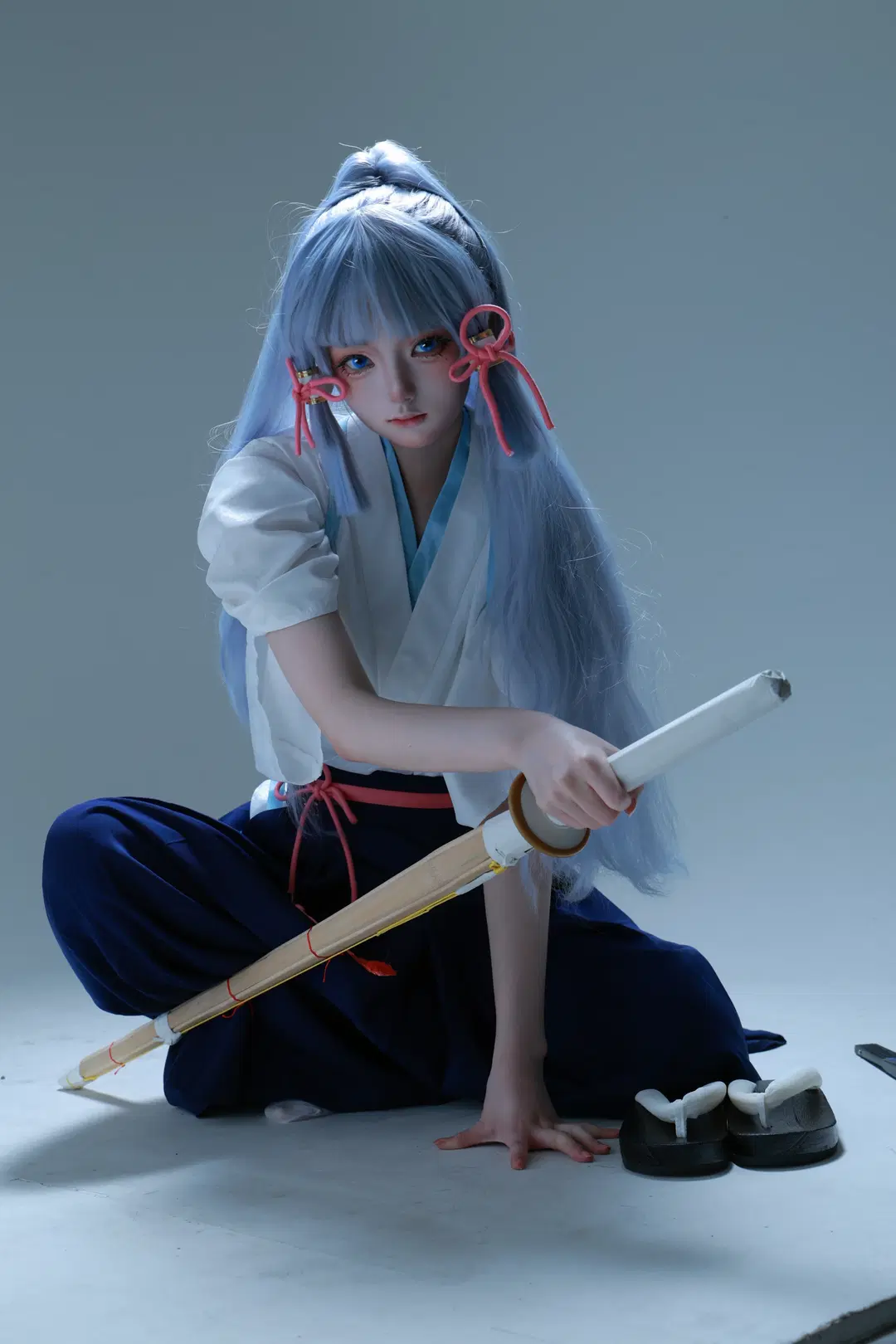原神, 神里绫华cos, 剑道服, 和风写真, 竹刀少女