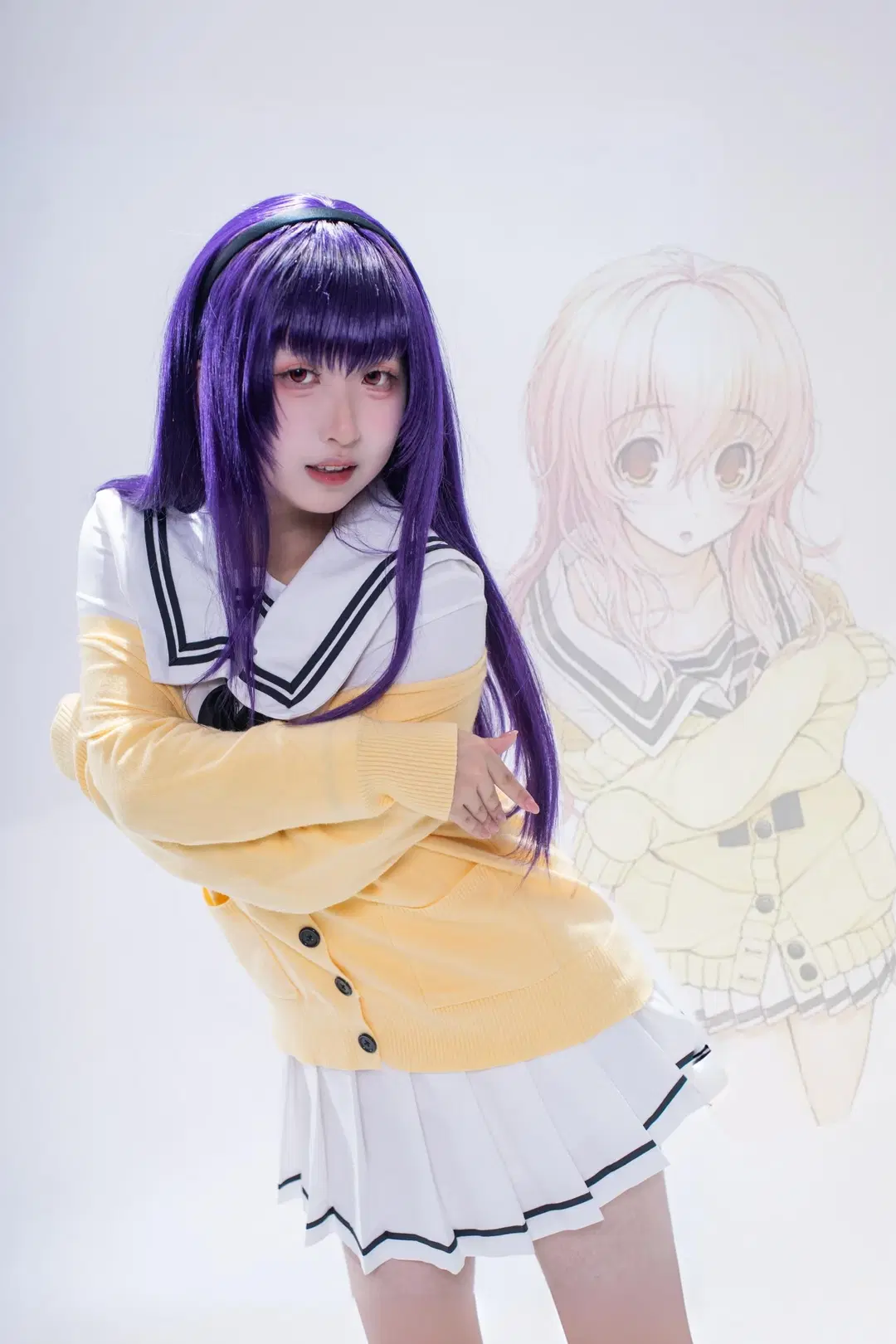 galgame, 水手服, 君与彼女与彼女之恋, 曾根美雪cos, 故障风