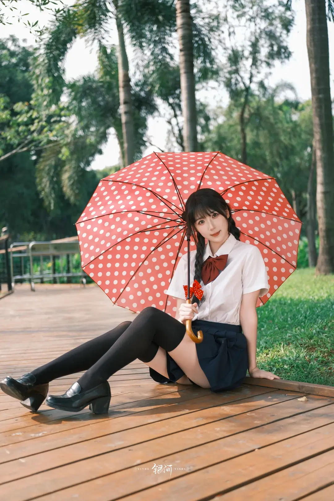 Sunlit JK Sweet Girl: A Refreshing Afternoon with Long Legs in Black Stockings by 雪风大王 - Image 11