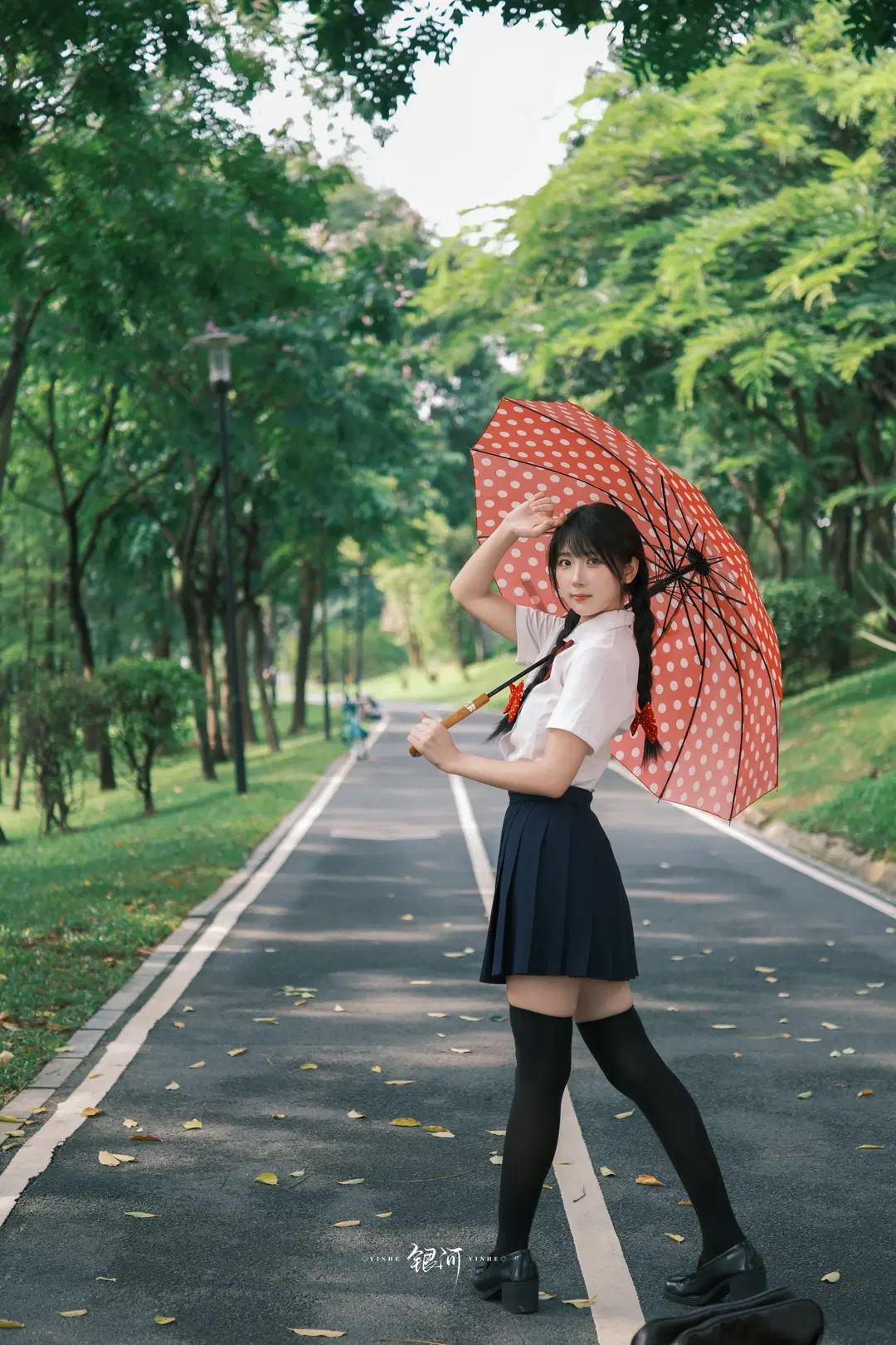 Sunlit JK Sweet Girl: A Refreshing Afternoon with Long Legs in Black Stockings by 雪风大王 - Image 15