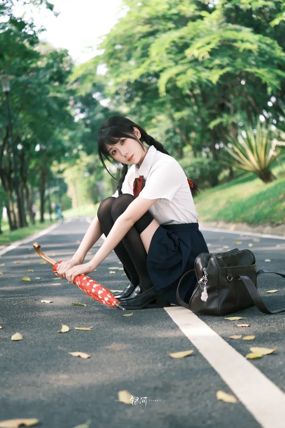 Sunlit JK Sweet Girl: A Refreshing Afternoon with Long Legs in Black Stockings by 雪风大王 - Image 2