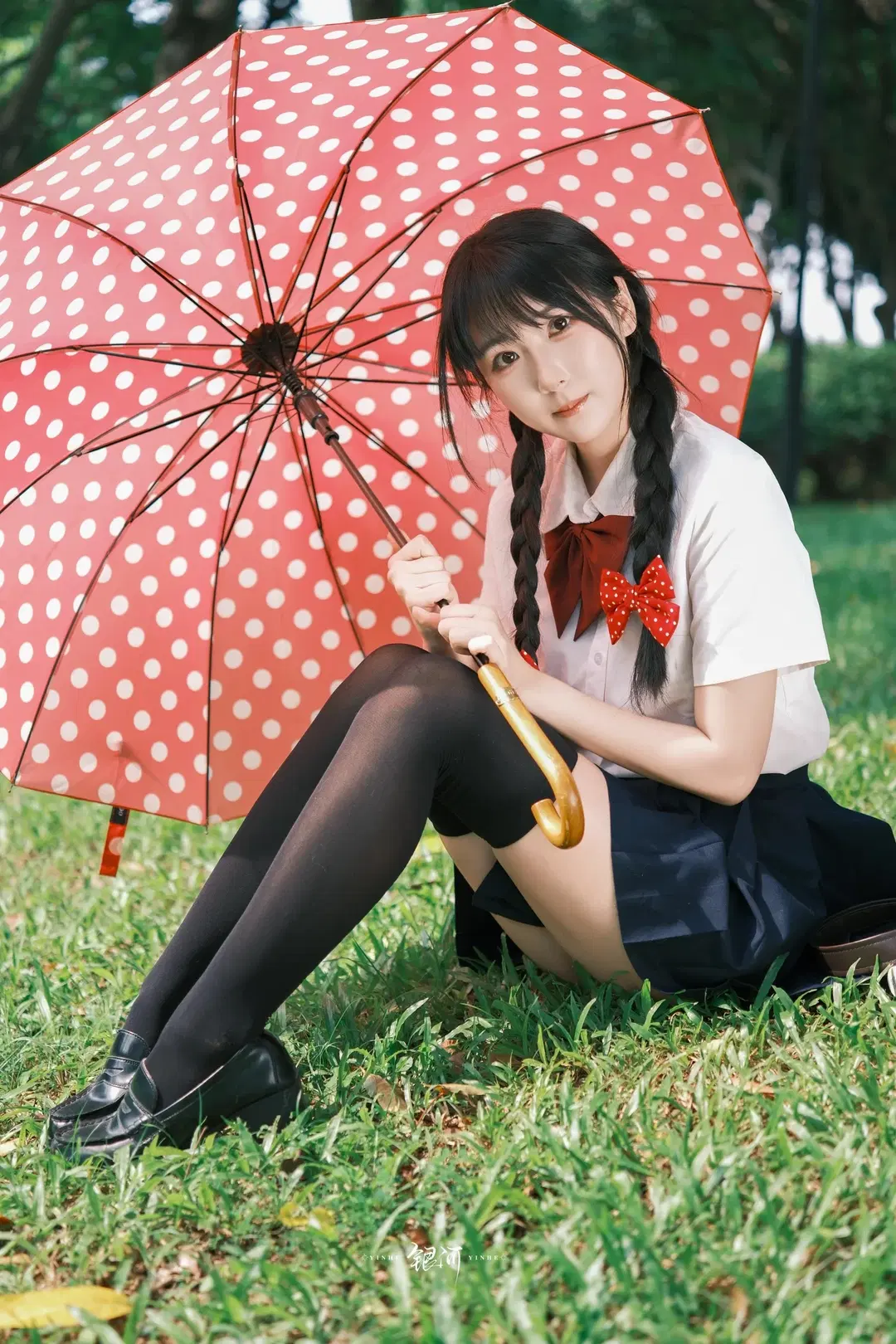 Sunlit JK Sweet Girl: A Refreshing Afternoon with Long Legs in Black Stockings by 雪风大王 - Image 9