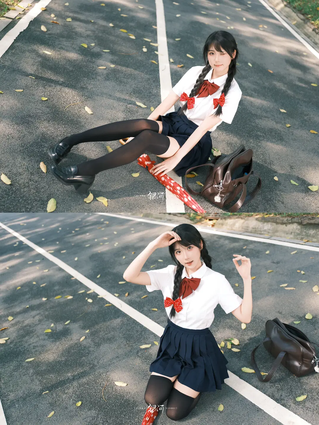 户外摄影, JK制服, 日系写真, 黑丝袜, 小清新