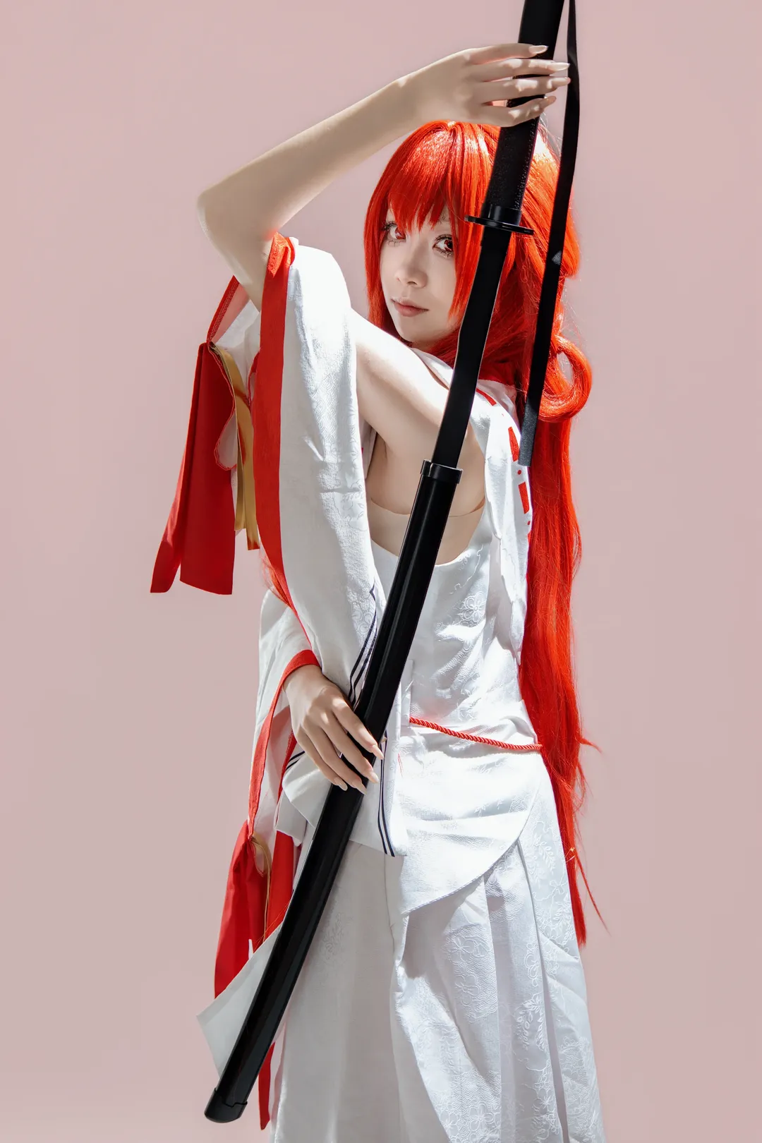 二次元, 龍族, cosplay, 上杉繪梨衣cos, 紅髮巫女