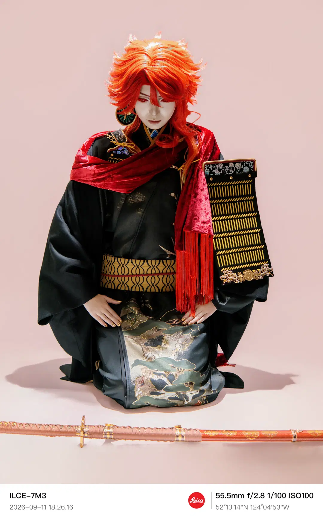 [Saburo Kunimune cosplay] Touken Ranbu The gorgeous collision of Black and gold kimono and red tassels by 稚嫩的魔法师（求互关） - Image 2