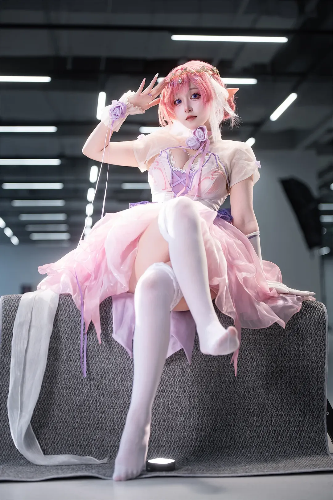 エリシア コスプレ, 崩壊 3rd, 二次元撮影, 人の律者, 白タイツコスプレ - 2枚目