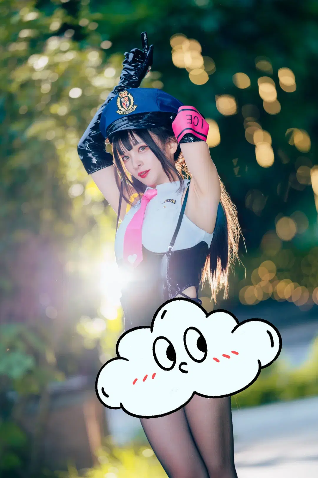 CPSP場外女警風拍攝記錄，漆皮制服與黑絲搭配的視覺碰撞 - 寒蝉-文晋 - 第3張