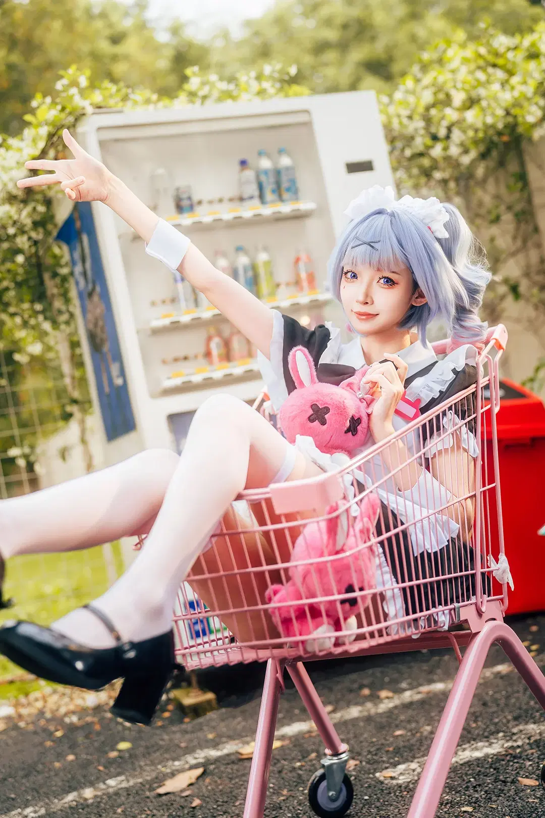 二次元摄影, 日系写真, 女仆装cosplay, 白丝cos, 兔子洞女仆