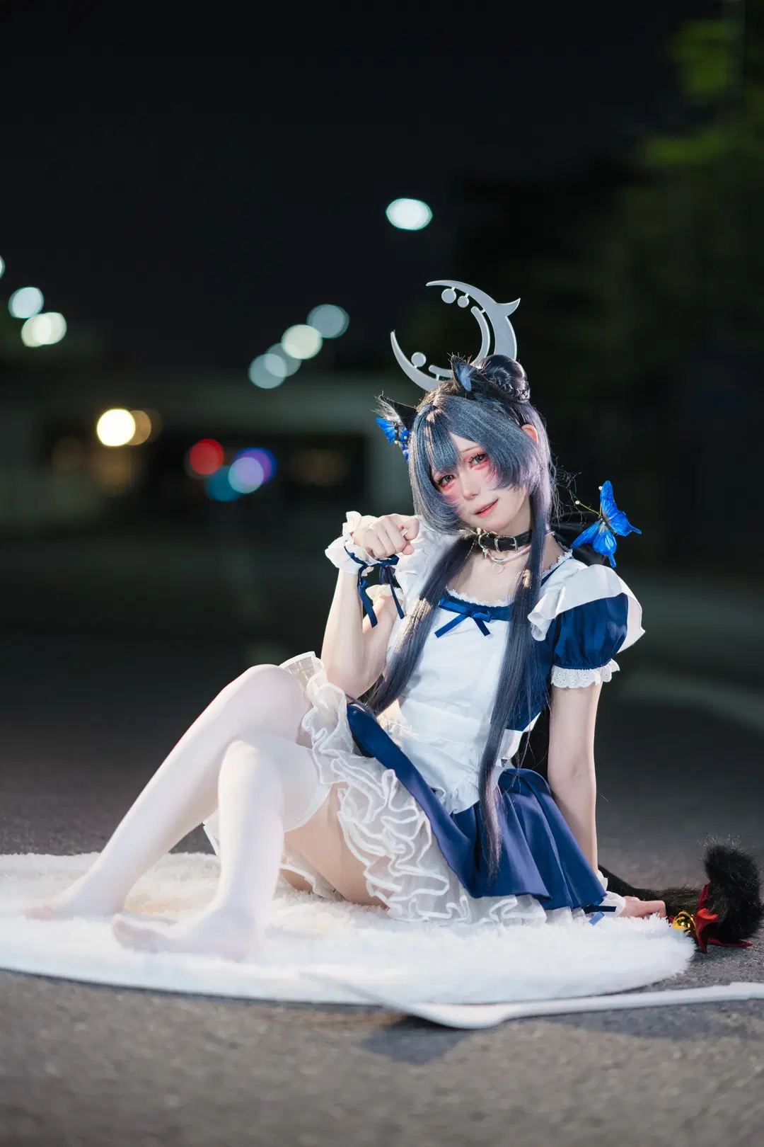 二次元撮影, ブルーアーカイブ, イベント写真, キサキ コスプレ, 白ストッキング