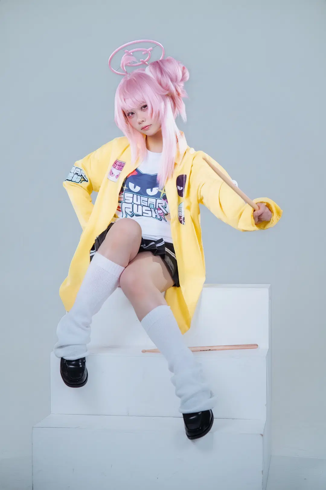 Anime girl, Blue Archive, Yutori Natsu cosplay, White slouch socks, Band cosplay