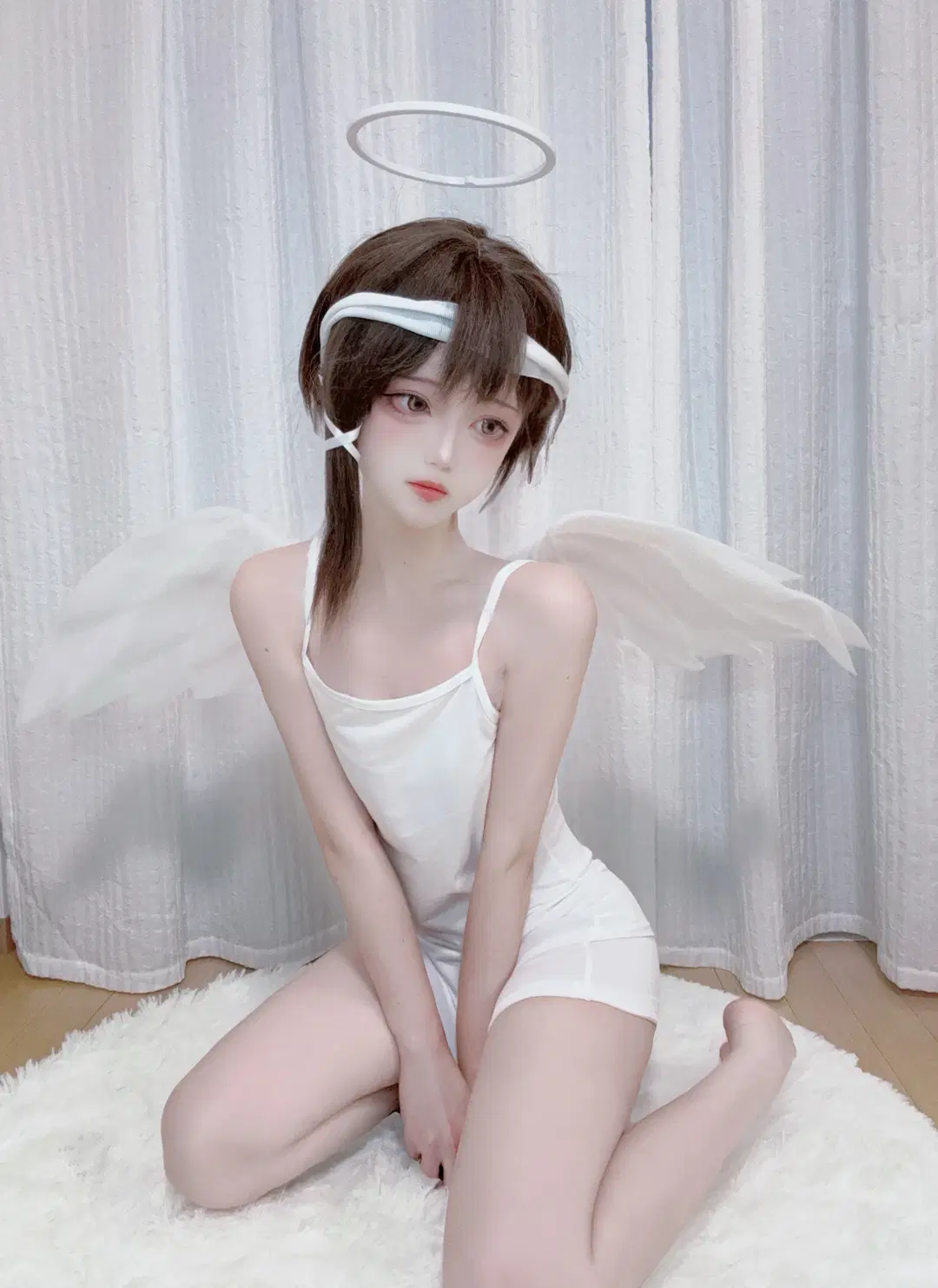 二次元cosplay, 天使cos, 白色系穿搭, 玲音cos, lain