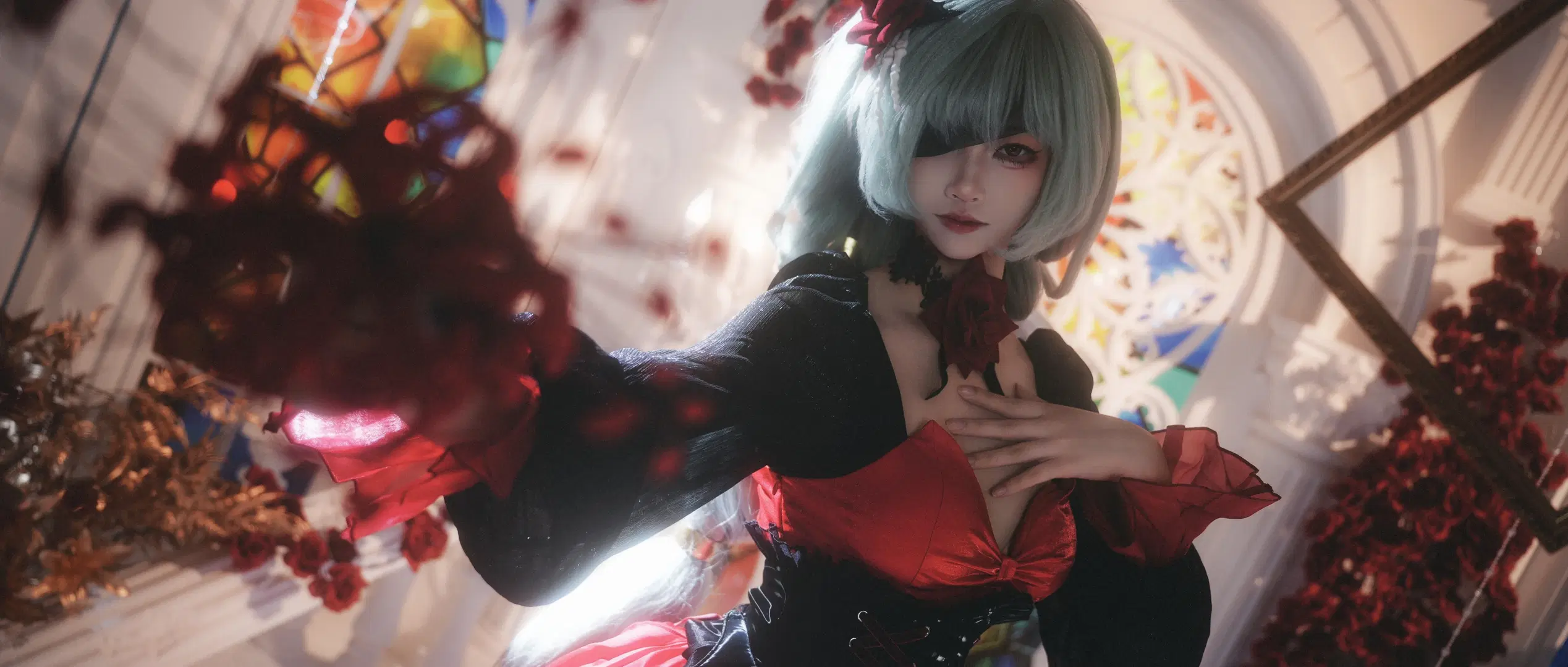 【フローヴァ コスプレ】『鳴潮』ワルツの終章：ダークゴシック風と深紅の薔薇の剣（白ストッキング） - 皮皮桃耶 - 5枚目