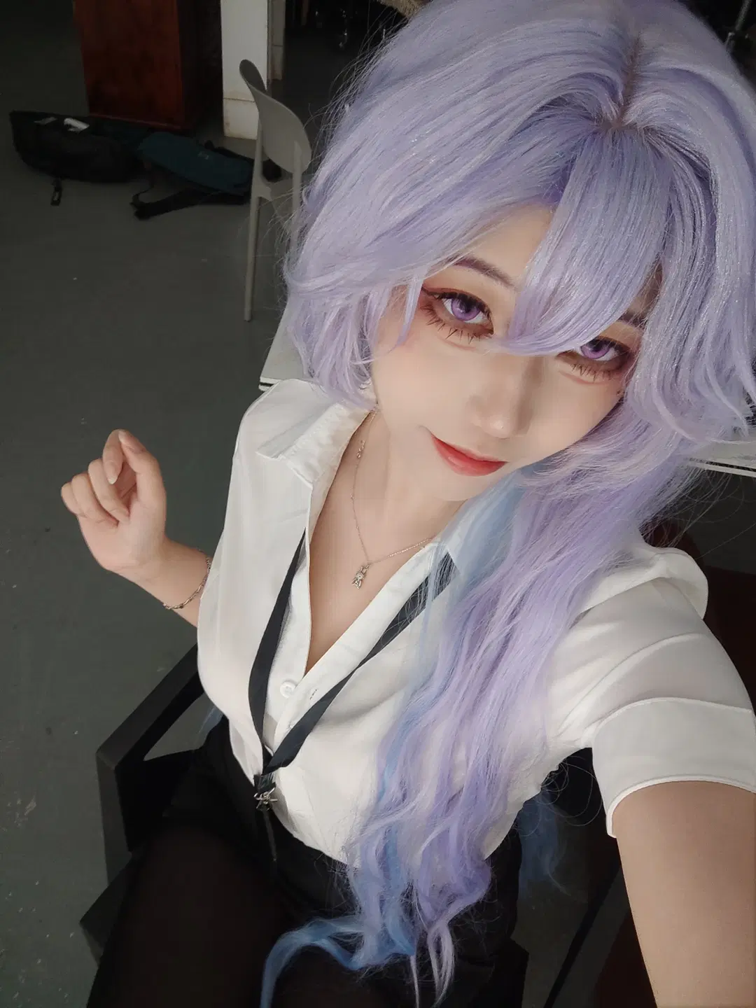 Wuthering Waves, 2D, Cantarella Fisalia cosplay, Stockings, White shirt