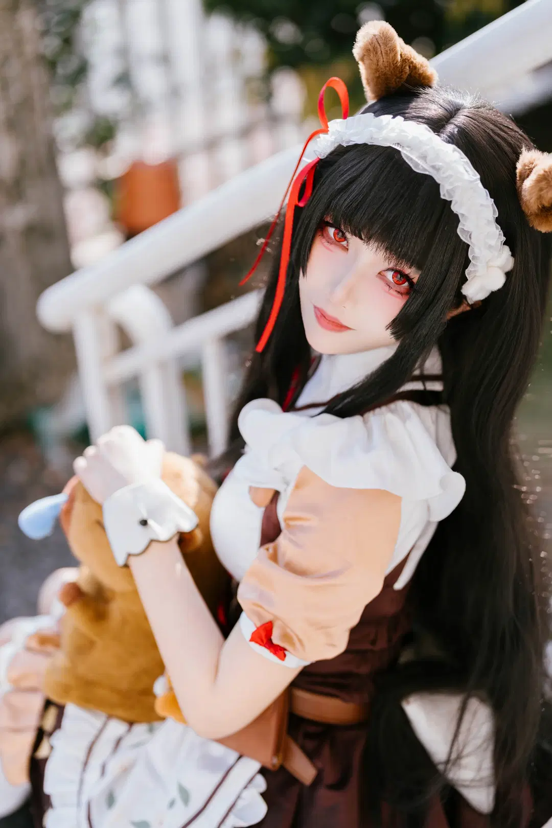 鸣潮, 千咲cos, 兽耳少女, 女仆装cos, 红瞳妆容