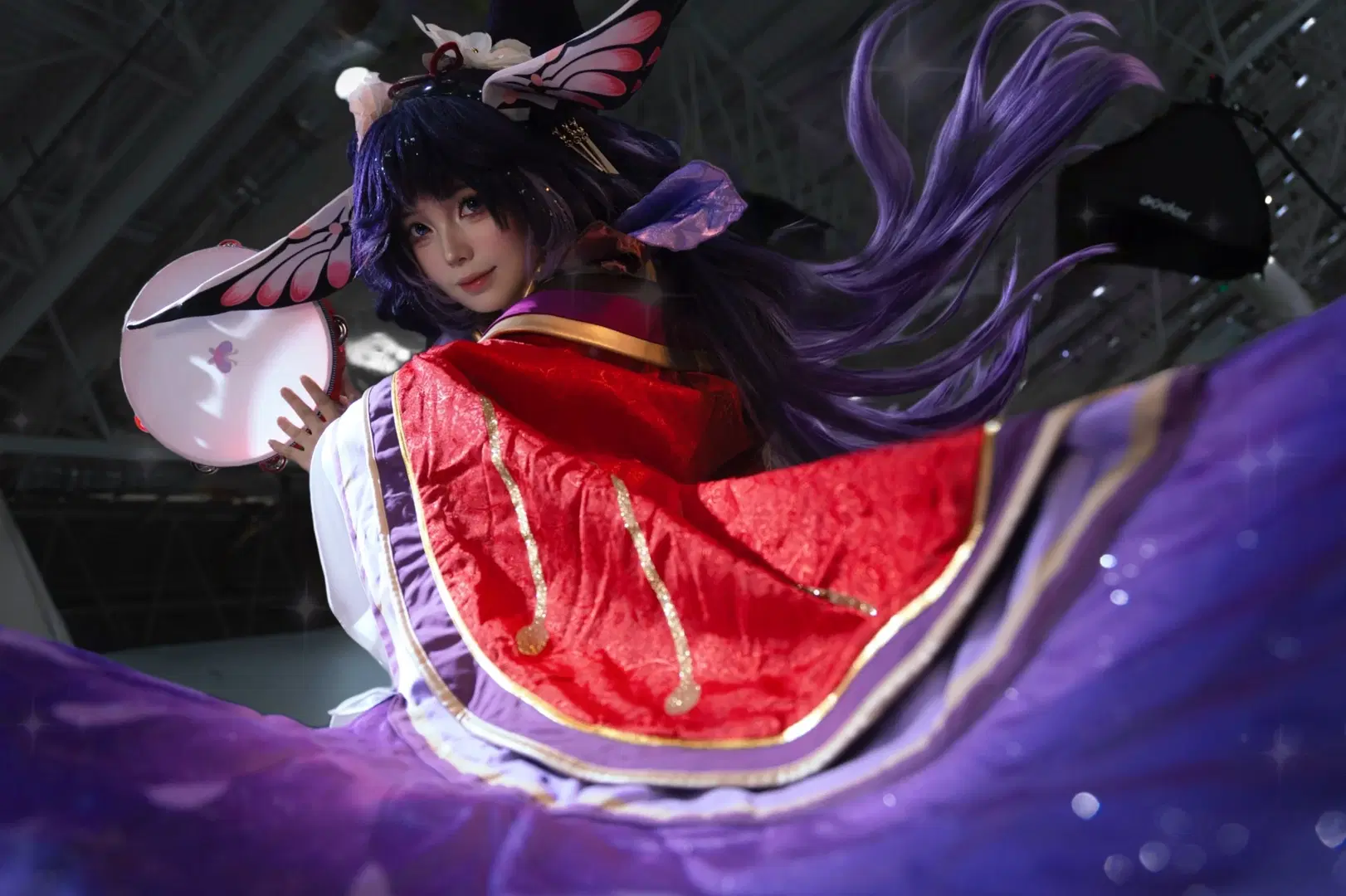 漫展返图, cosplay摄影, 阴阳师, 紫色长发, 梦引蝴蝶精cos