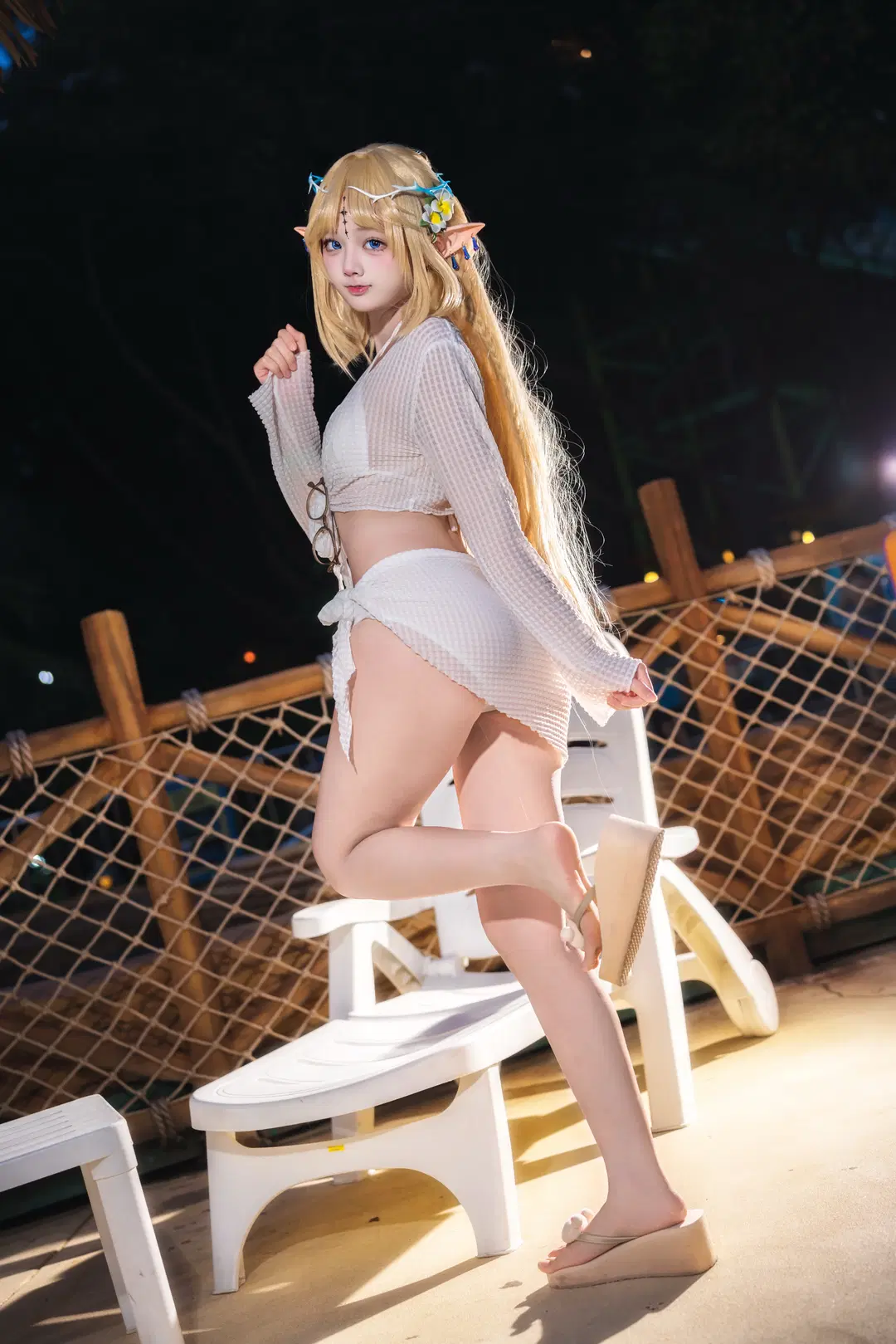 cosplay, Anime-style photography, Swimsuit cosplay, Elf ears, Water park
