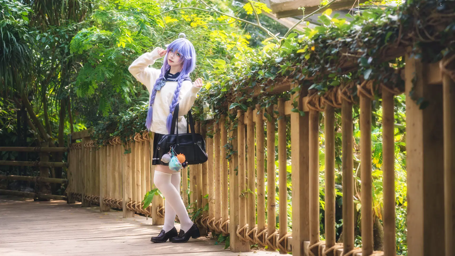 二次元摄影, 水手服穿搭, 洛琪希cos, 白丝cos, 植物园拍照