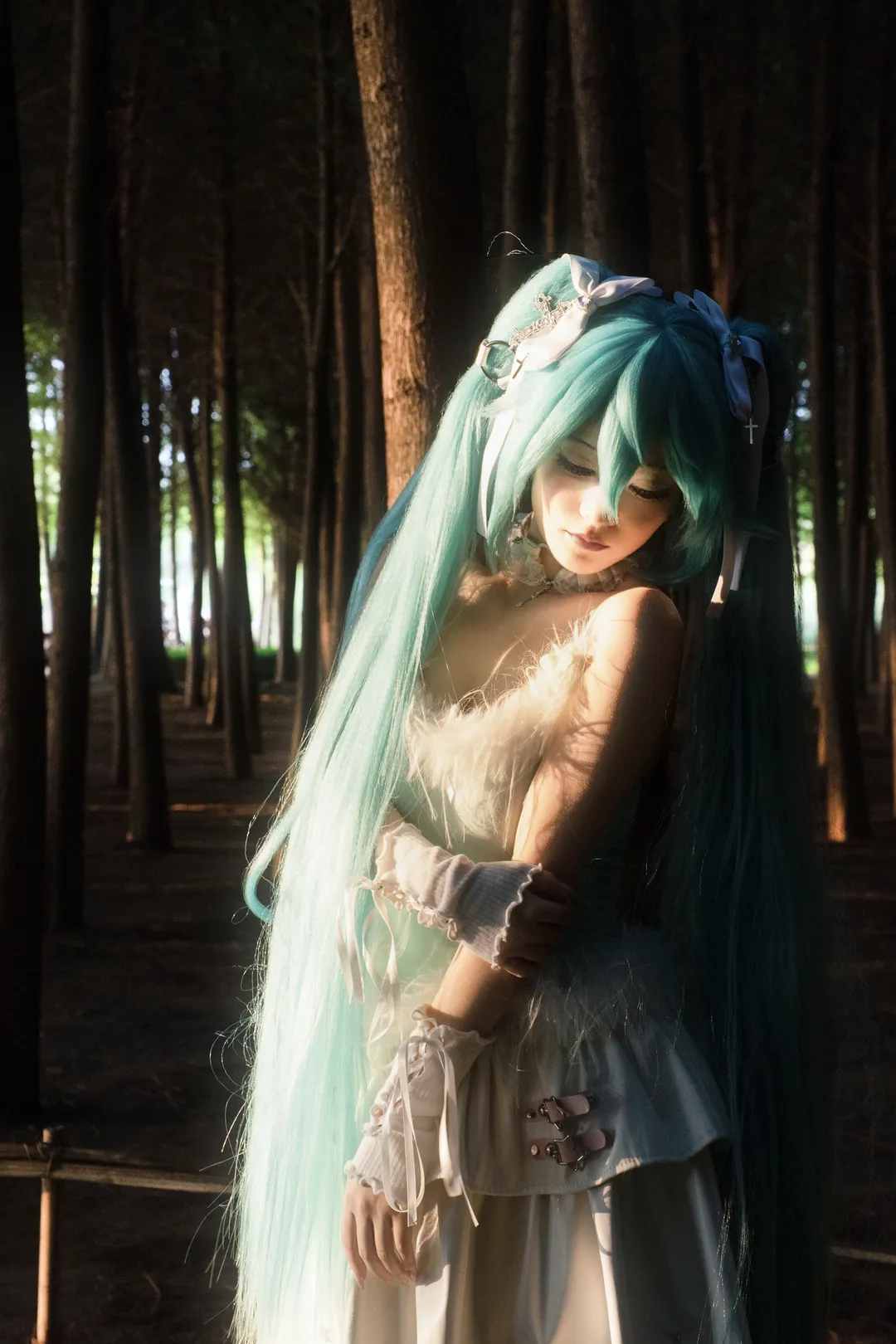 cosplay, 初音未来, 初音未来cos, 白丝, 森林逆光 - 第2张
