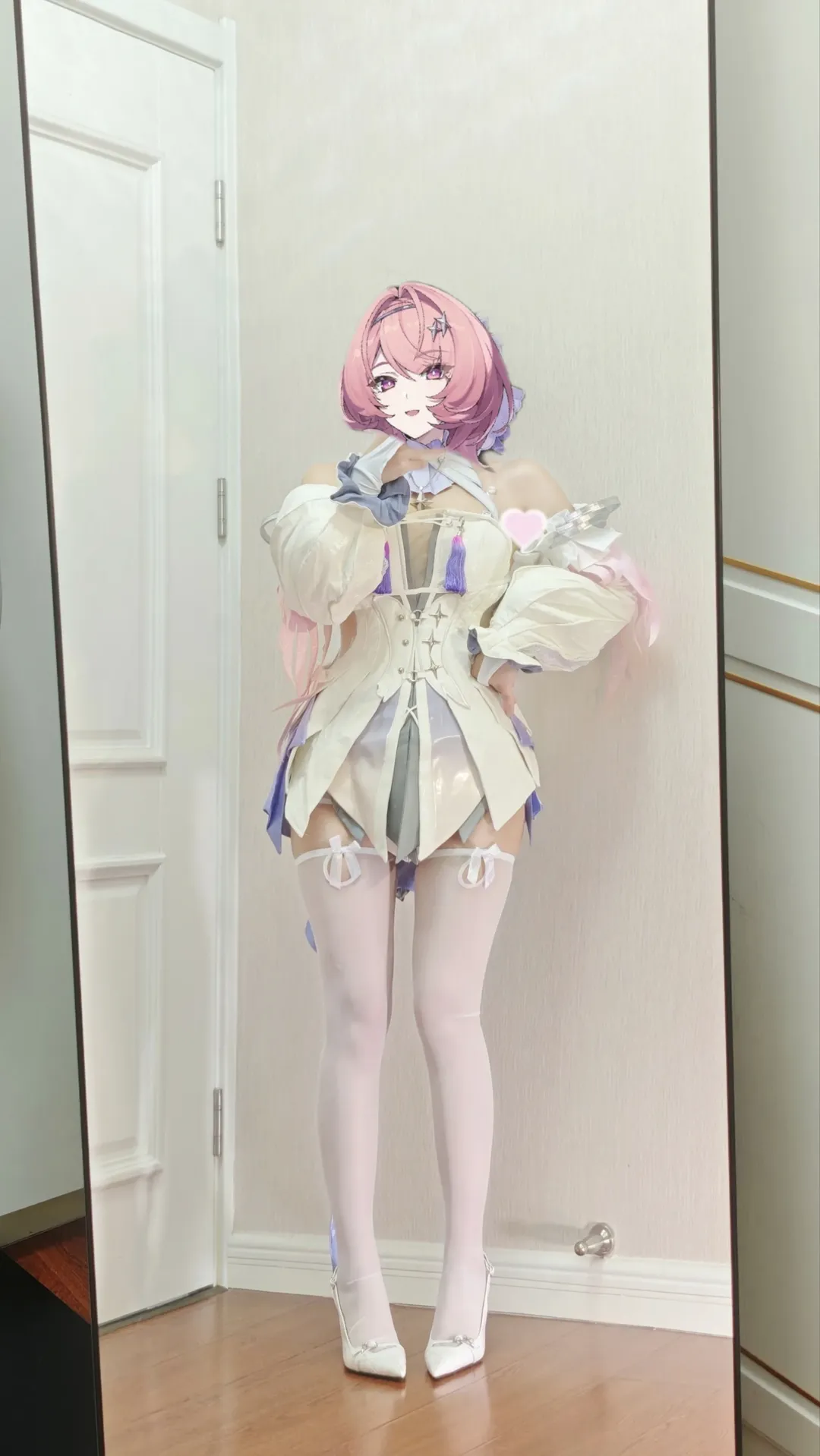 Zenless Zone Zero, Mirror selfie, Cosplay costume try-on, White tights cosplay, Remielle cosplay - Image 2