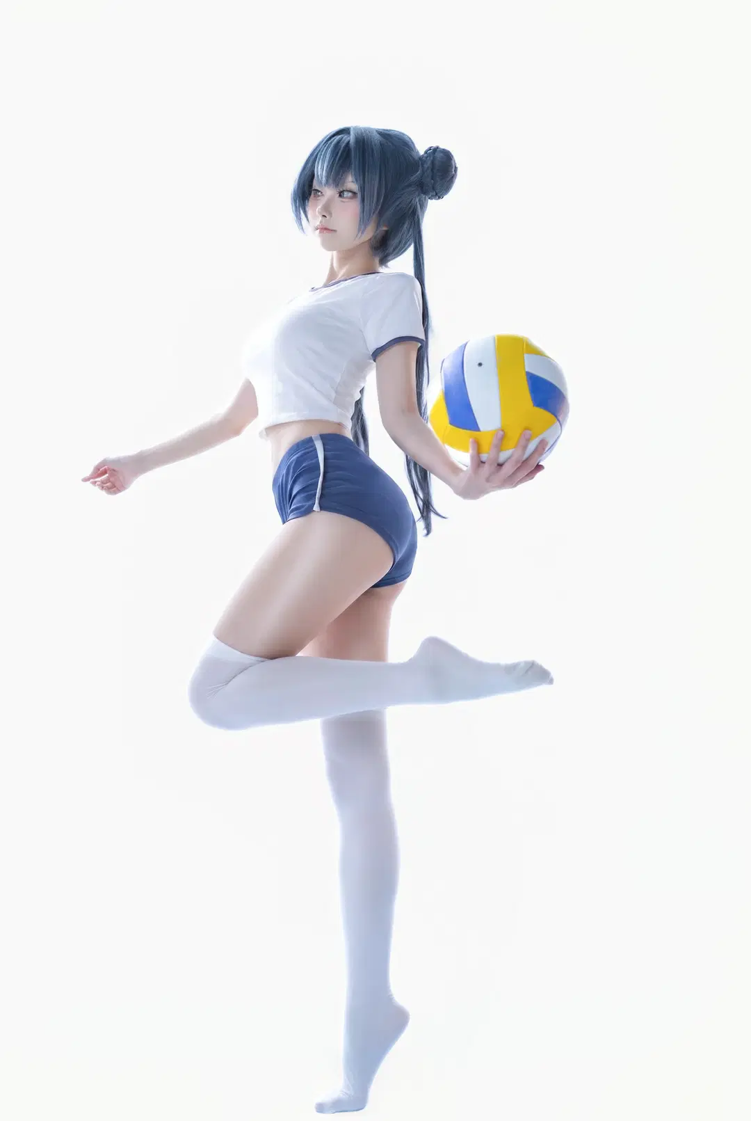 蔚蓝档案, 妃咲cos, 白丝, 排球少女, 体操服cos