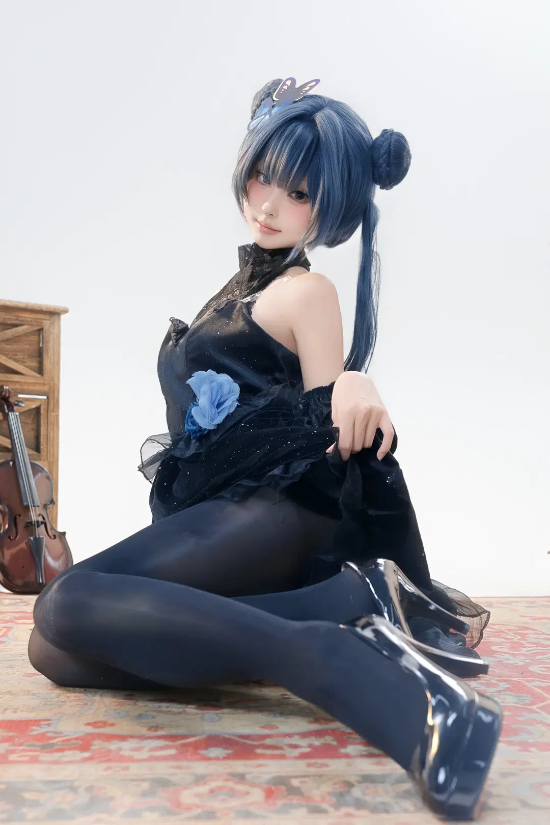 [Misaki cosplay] Blue Archive Kisaki 5th Anniversary Dress: Collision of Black stockings and vintage props by 小白不小新📸（常驻深圳开单中） - Image 2