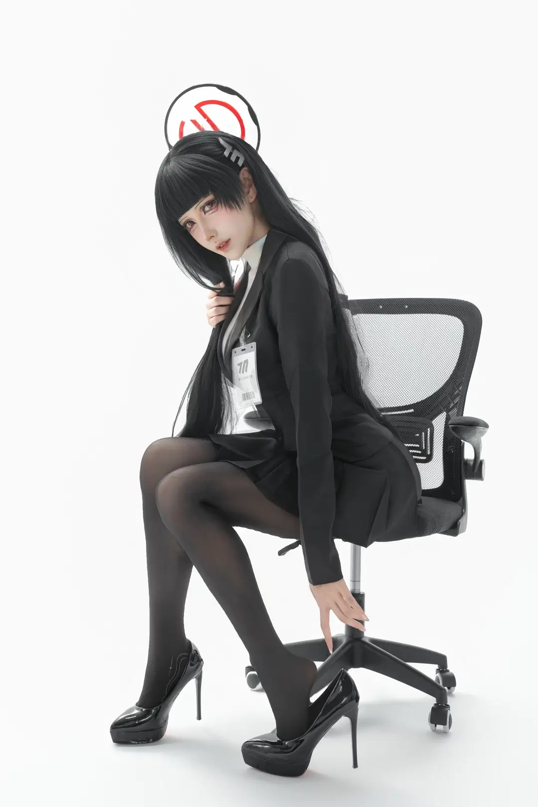 蔚蓝档案, 二次元cosplay, OL制服, 黑丝穿搭, 调月莉音cos