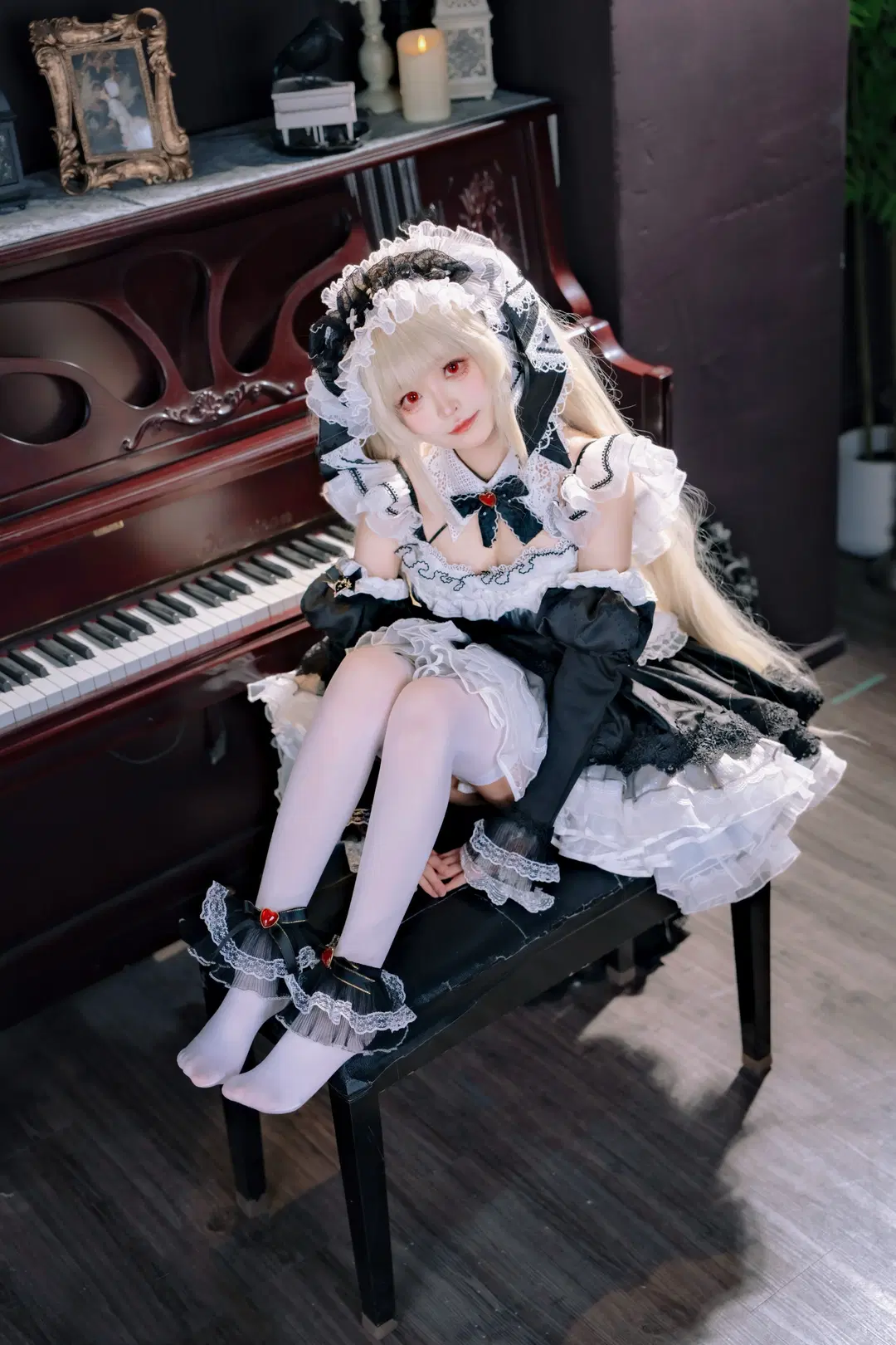 Anime-style photography, Azur Lane, Maid outfit, White stockings, Formidable cosplay