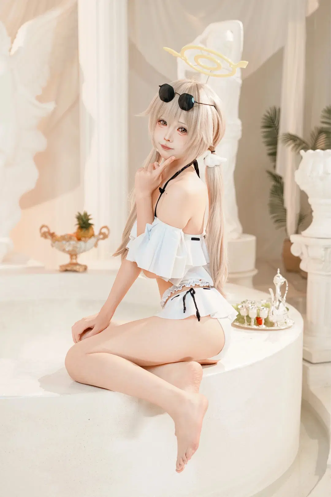 【日富美cos】夏日纯白水景棚里的清凉泳装造型 - 锁泪丶 - 第4张