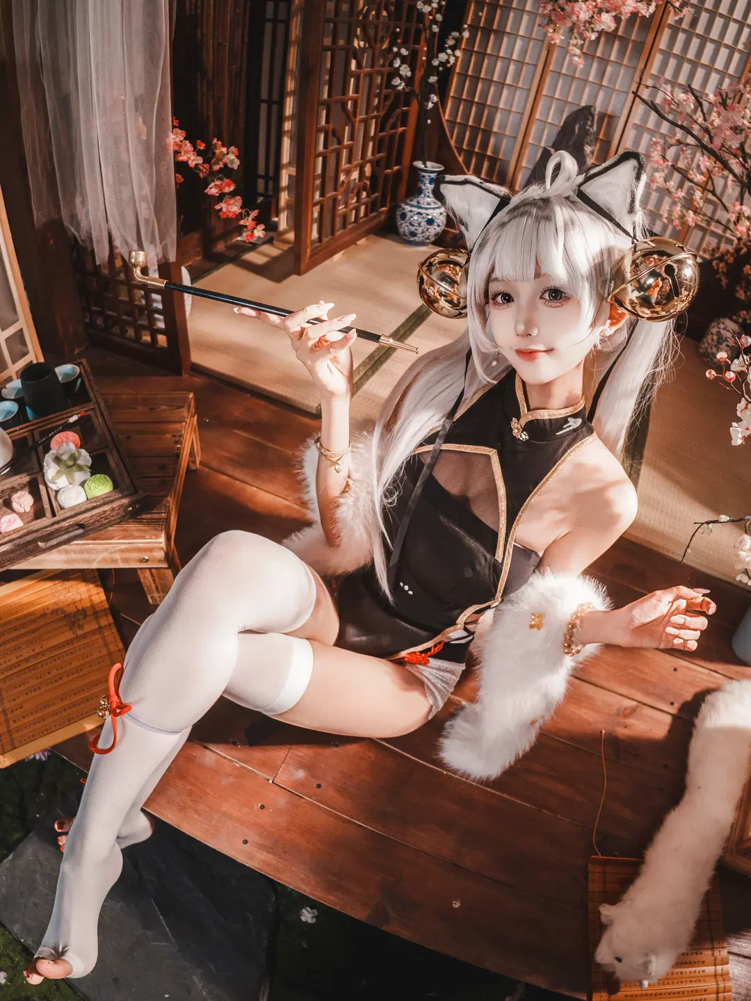 白虎娘cos, 白丝, 二次元人像, 索尼A7C2, 鱼眼镜头