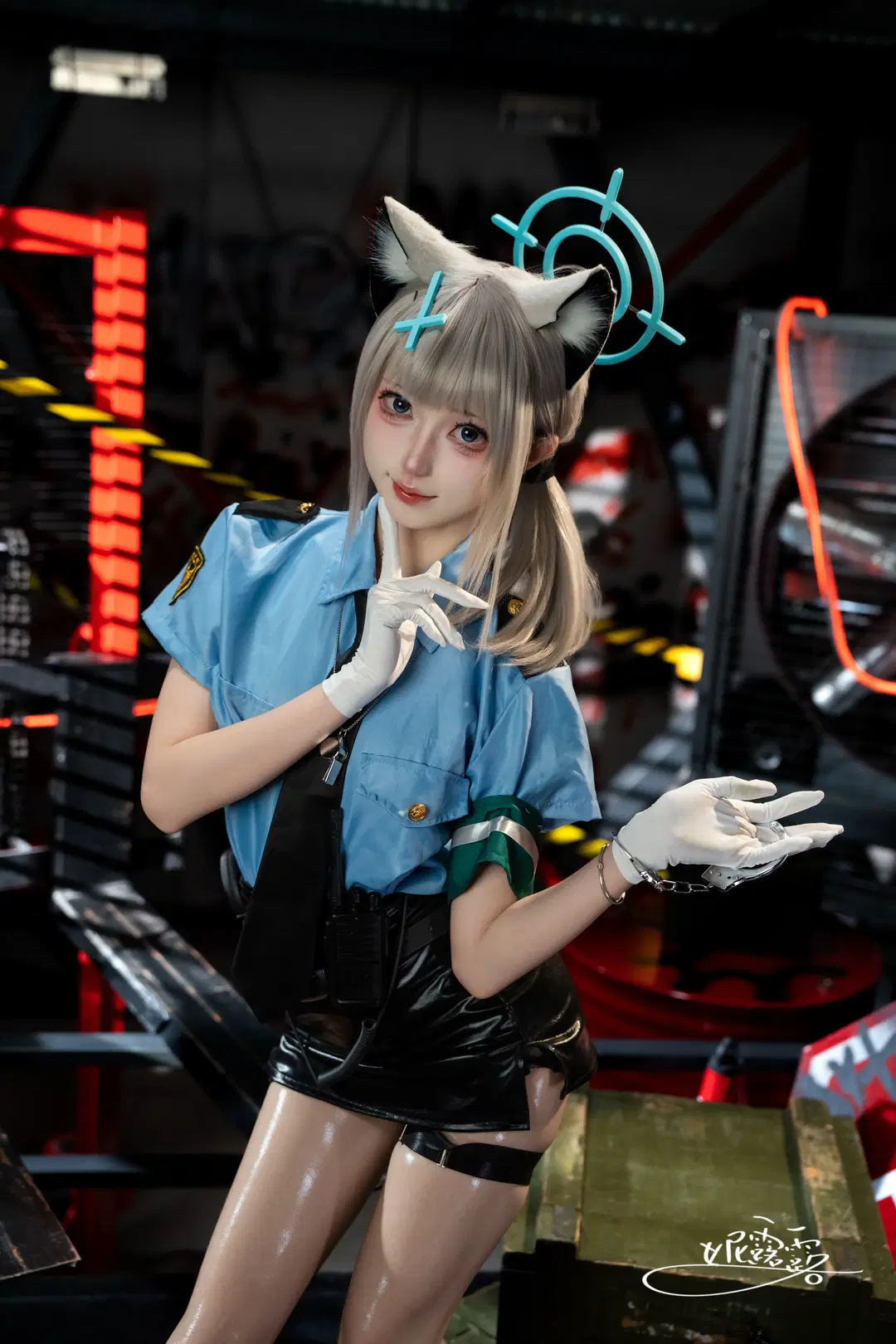 蔚蓝档案, 砂狼白子cos, 兽耳cos, 制服cos, 腿环