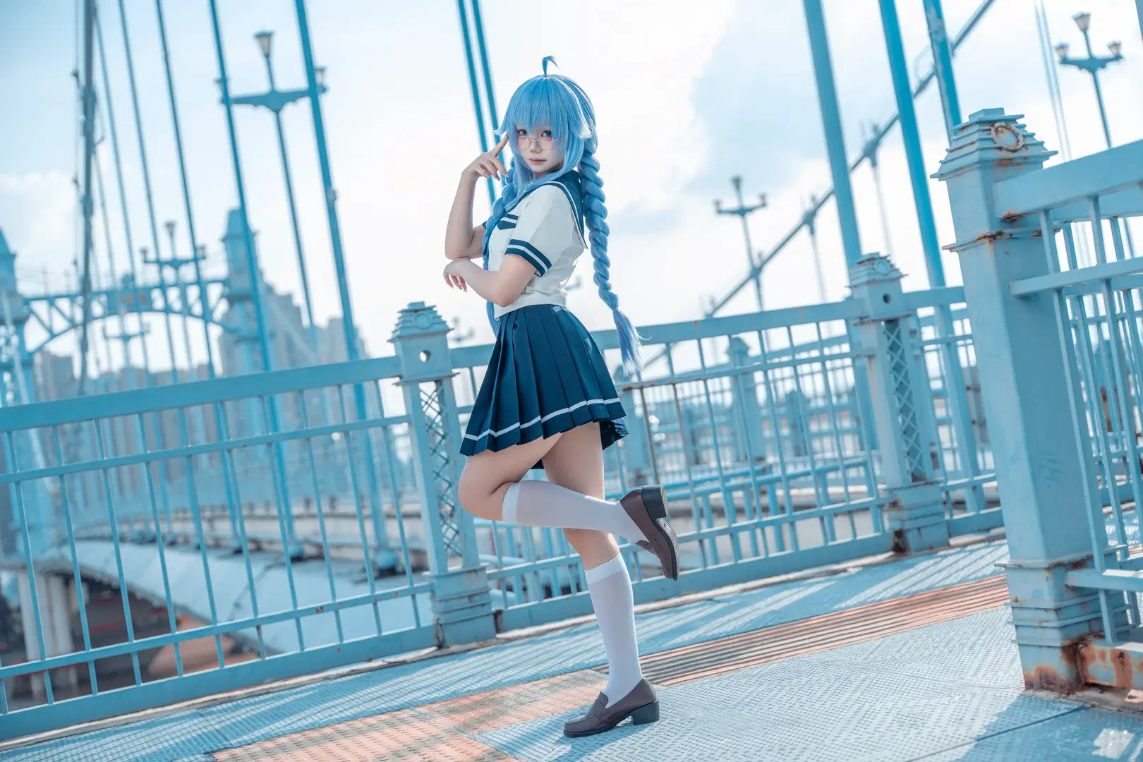 Roxy Cosplay: Mushoku Tensei: Jobless Reincarnation Blue Mama's Everyday Life in a JK Uniform by L同学不好好努力 - Image 2