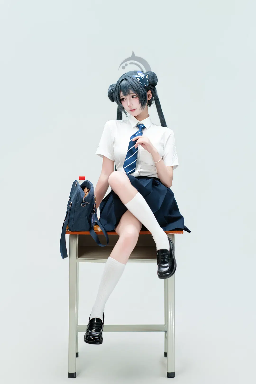 二次元摄影, 蔚蓝档案, 龙华妃咲cos, JK制服, 白丝