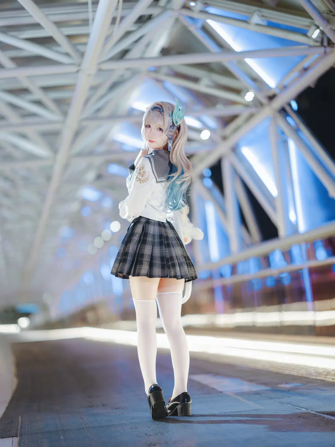 流萤cos, JK制服, 春日手信, 白丝, 天桥写真