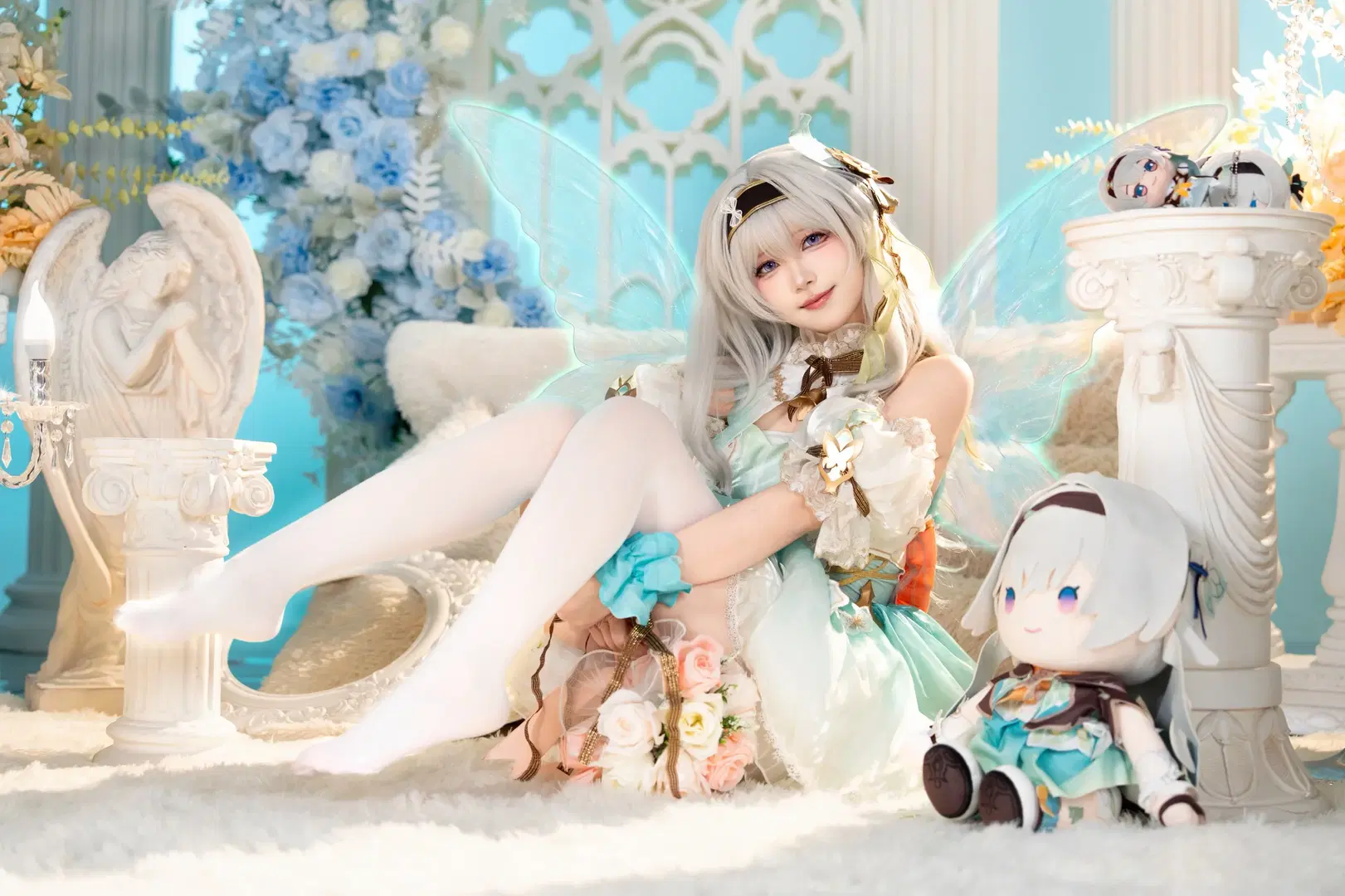 【流萤cos】崩坏星穹铁道 银发白丝与蓝绿渐变裙的梦幻棚拍 - Calvin_Zhou - 第3张