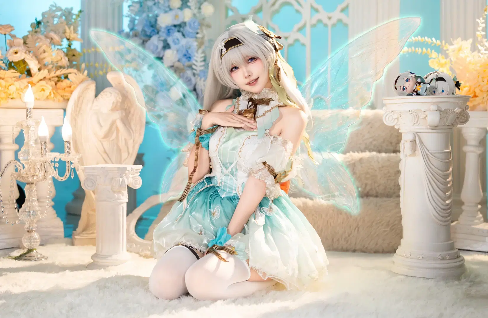 【流萤cos】崩坏星穹铁道 银发白丝与蓝绿渐变裙的梦幻棚拍 - Calvin_Zhou - 第4张