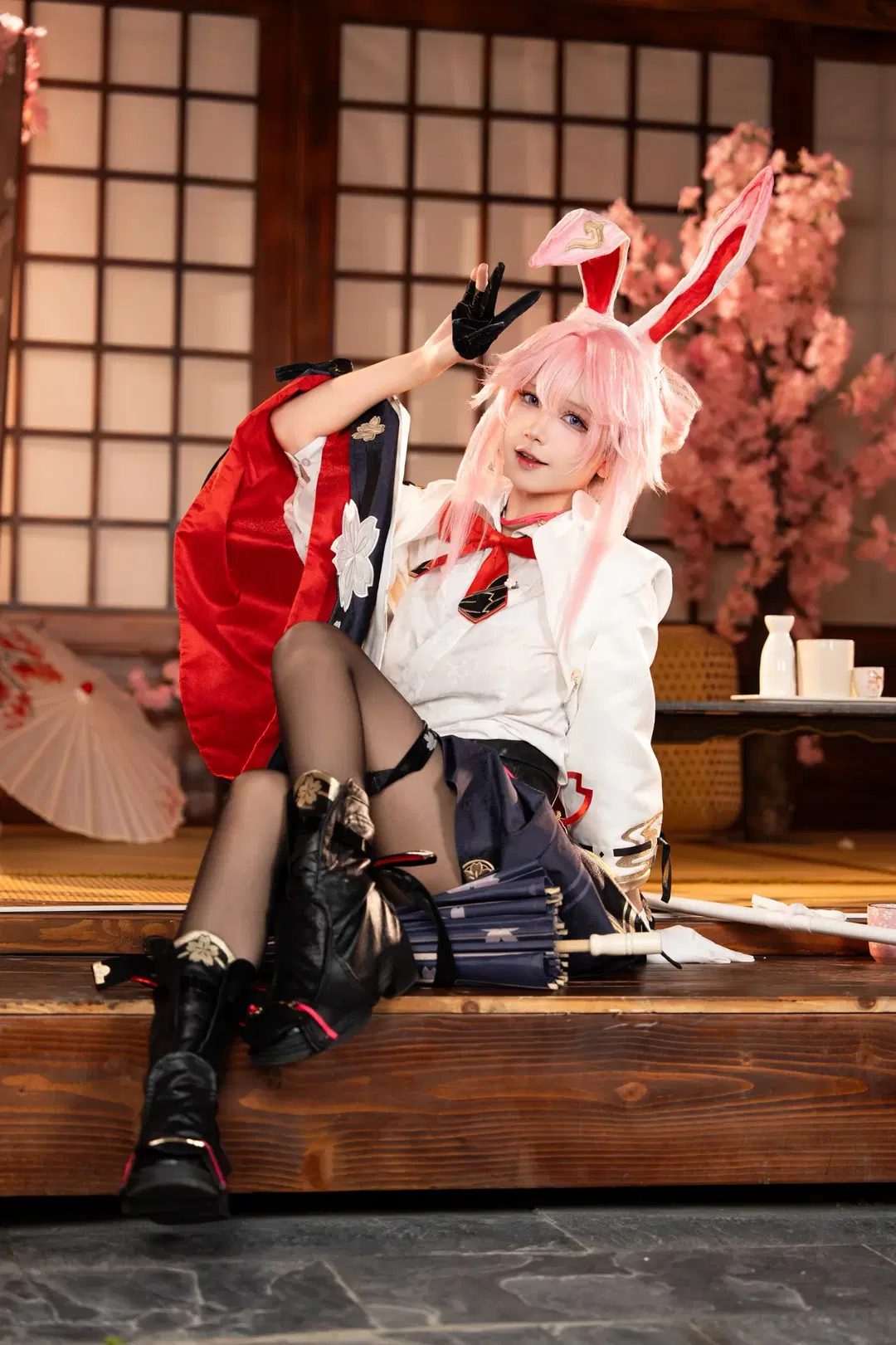 Honkai: Star Rail, Japanese style, Evanescia cosplay, Bunny ears, Stockings