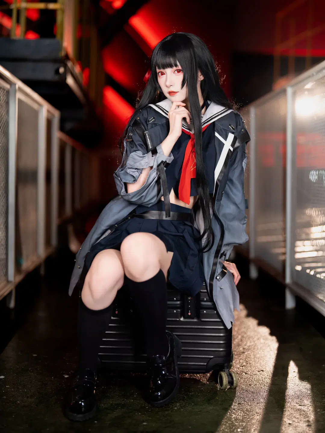 鸣潮, 千咲cos, 游戏cosplay, 黑丝过膝袜, 池田七帆