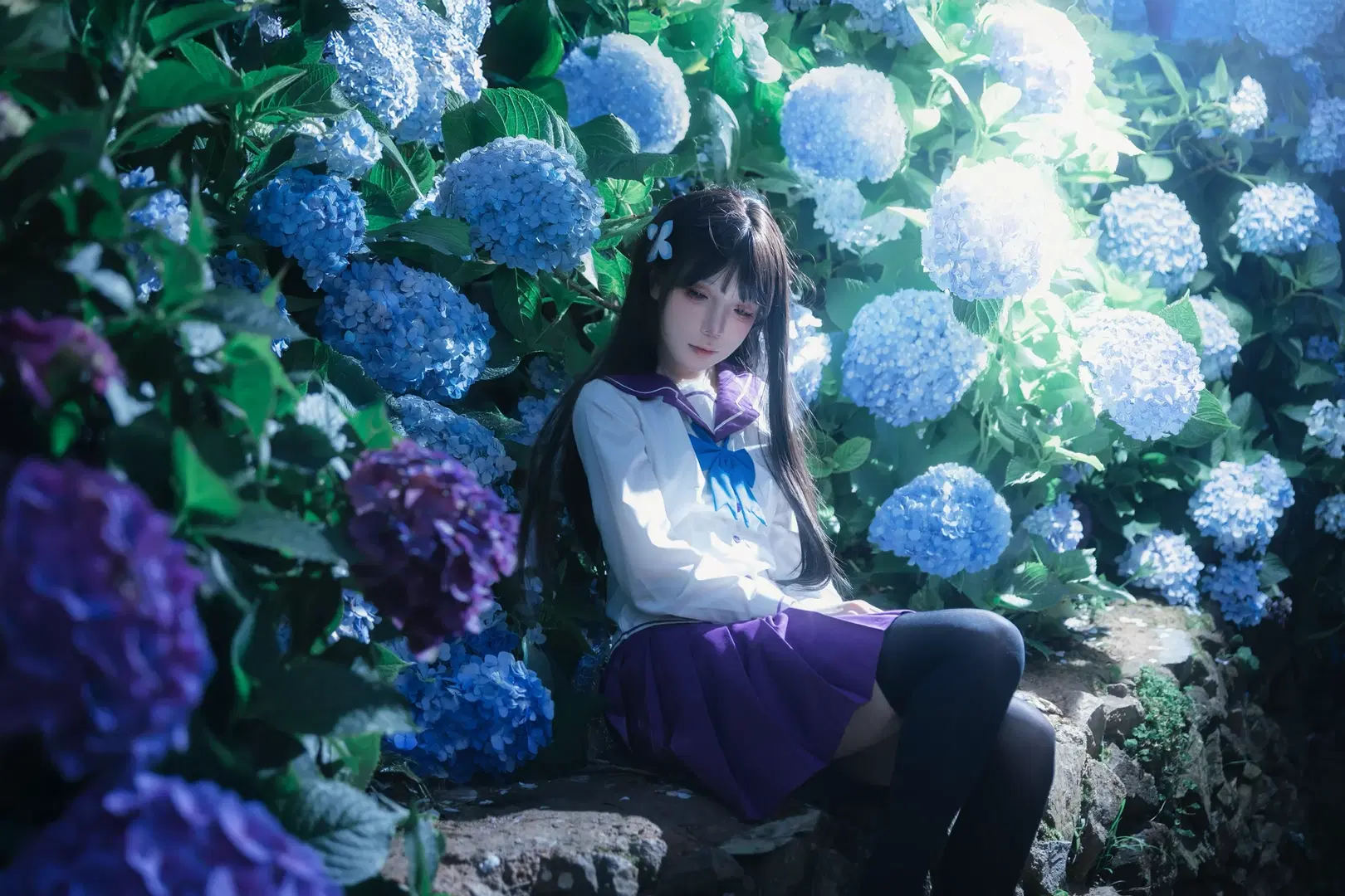 【散华礼弥cos】无尽夏绣球花海中的JK少女 - 云间glow - 第3张